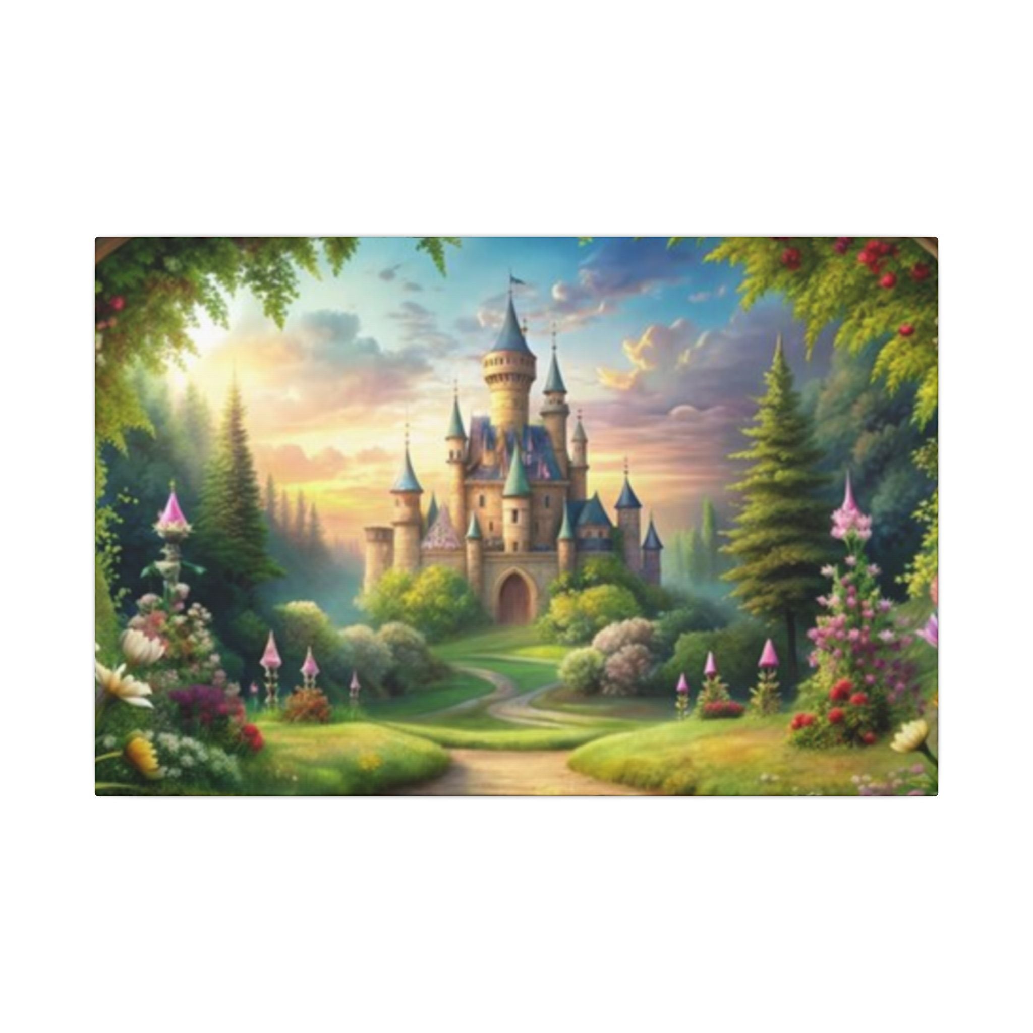Fantasy Castle Wall Art for Girls Room | Princess Nursery Canvas | Fairytale Castle Wall Decor | Kids Bedroom Art | 2 Sizes Available