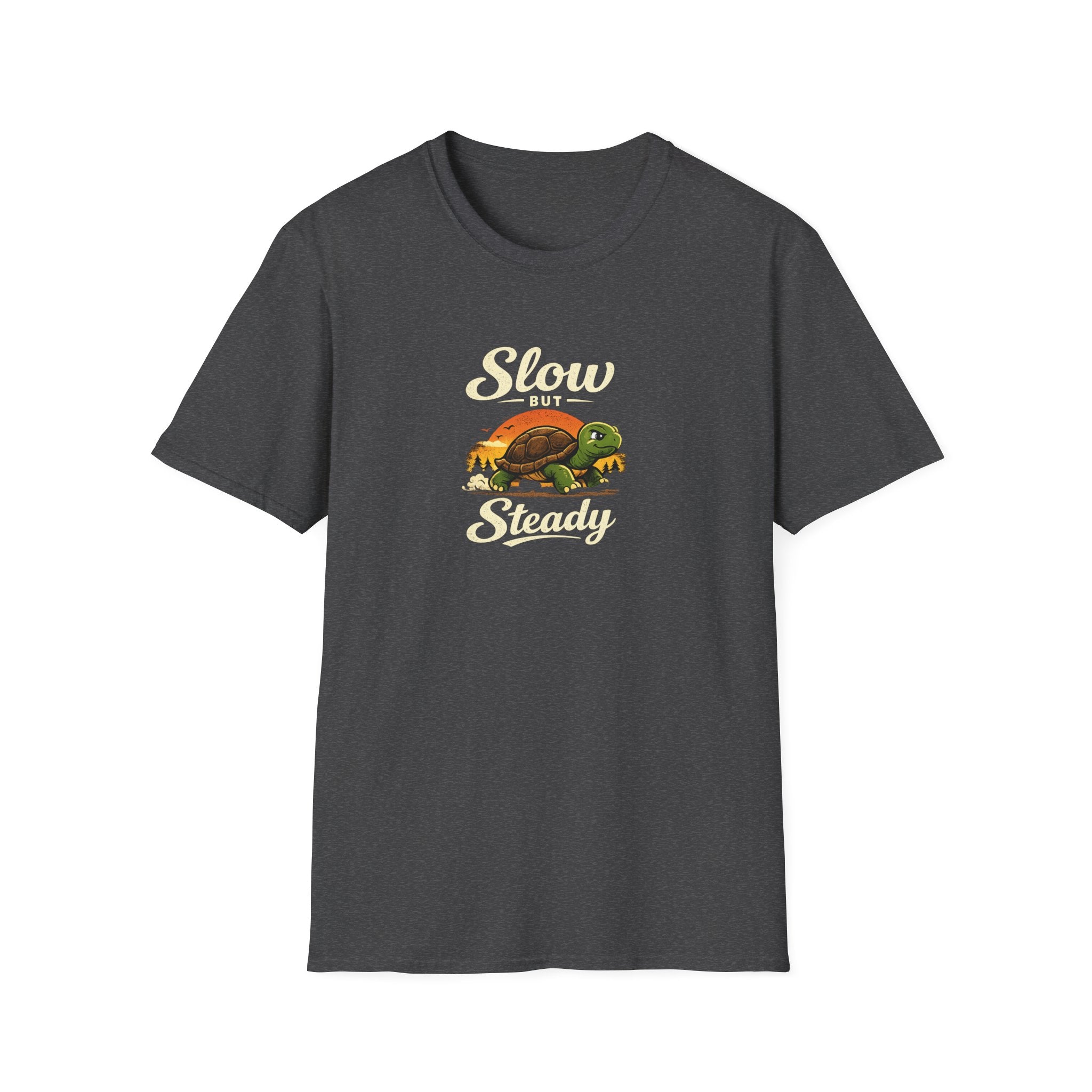 Slow But Steady Turtle T-Shirt | Motivational Vintage Animal Graphic Tee | Progress Over Speed Shirt | 8 colors - 100% cotton