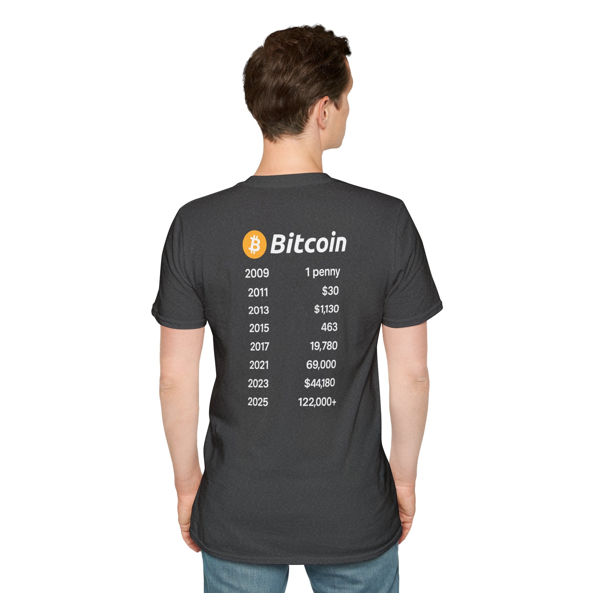 Bitcoin All-Time Highs Timeline T-Shirt | Own a piece of Bitcoin history ... on a tee | 6 colors - 100% cotton