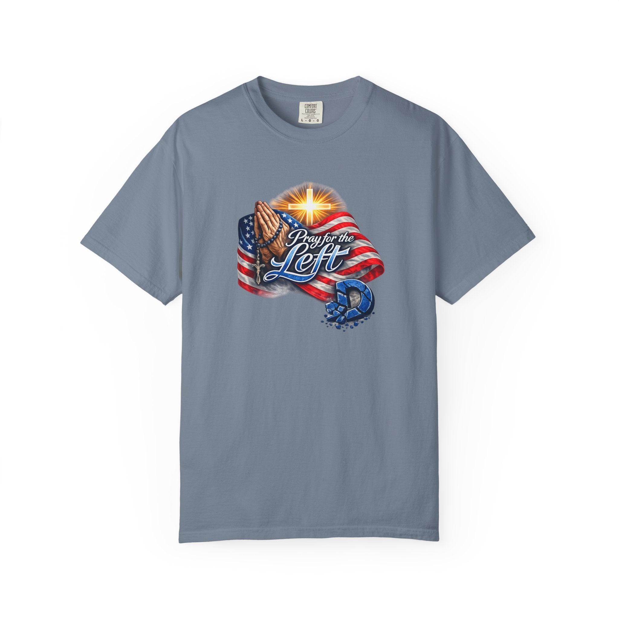 Pray for the Left Patriotic Christian TShirt | Faith-Freedom Religious Flag Tee | Inspirational Prayer Shirt | 8 colors - 100% cotton