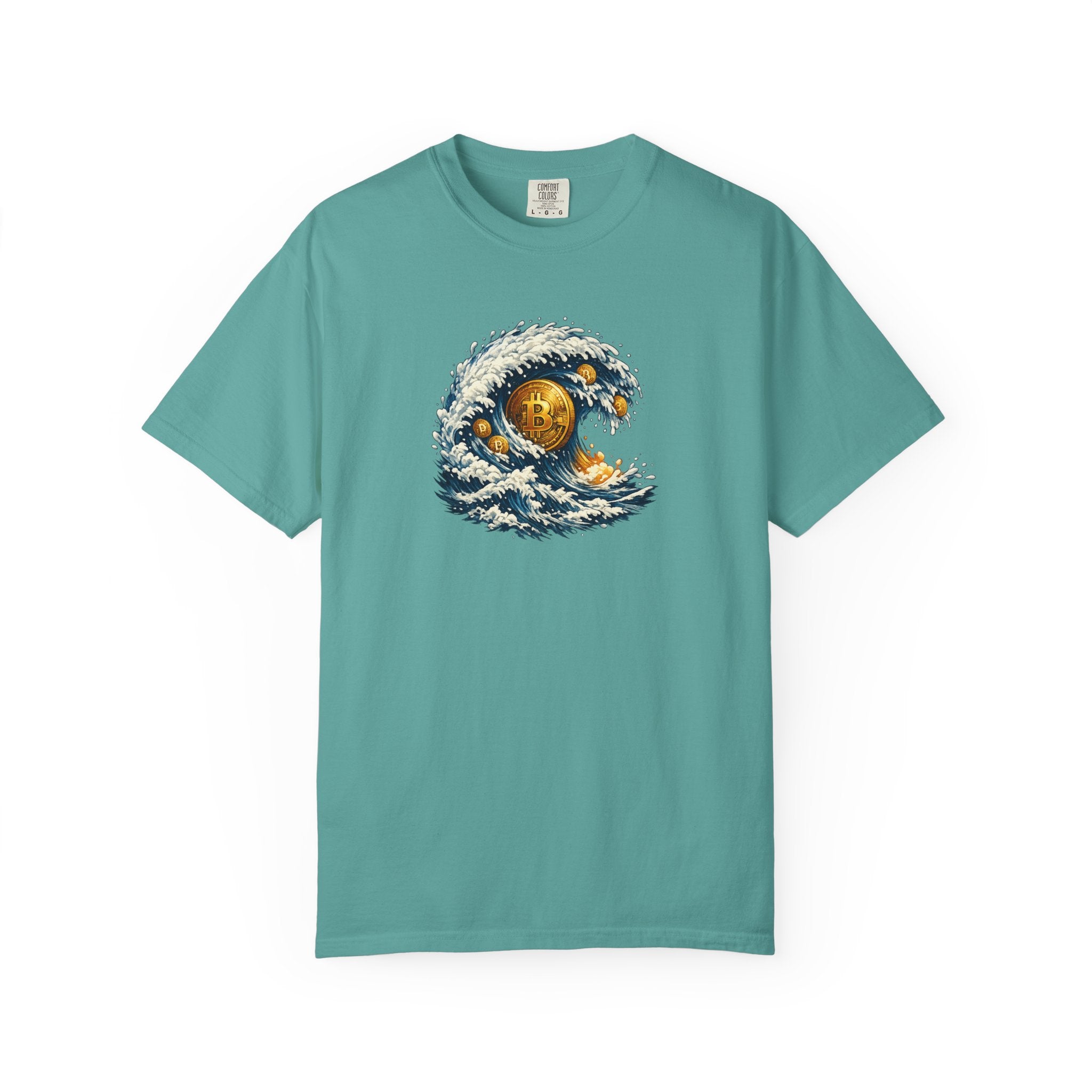 Bitcoin Tidal Wave T-Shirt | Futuristic Crypto Graphic Tee | Bitcoin Art Shirt | Crypto Gift | 12 colors - 100% cotton