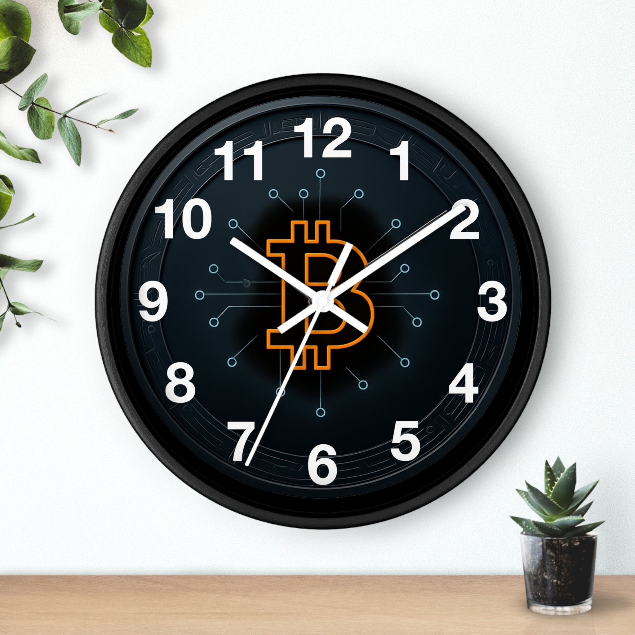 Time is Money.  Bitcoin is the future.  Sleek wall clock.