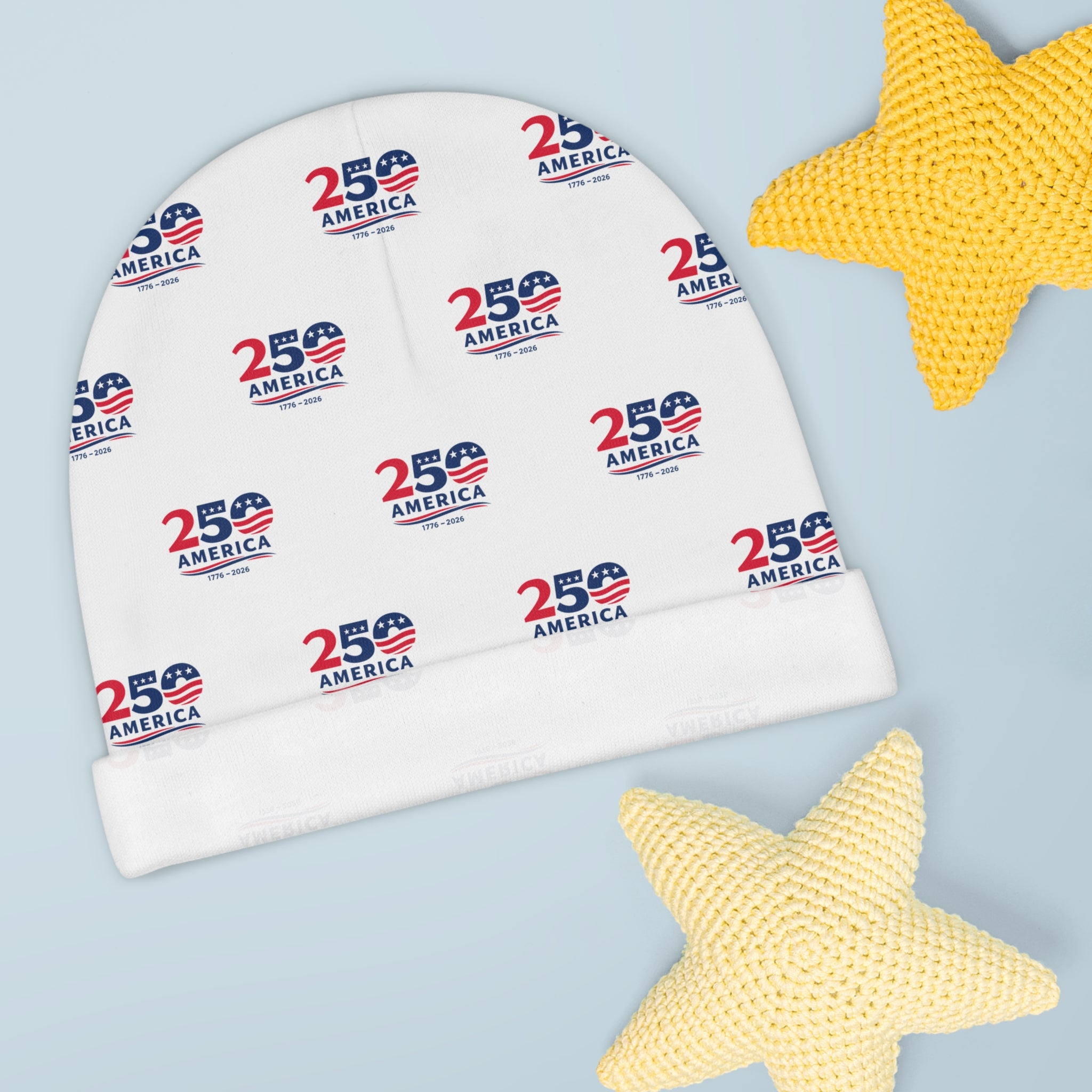 USA 250th Anniversary Baby Beanie | America 1776-2026 Infant Hat | Patriotic Newborn Keepsake |