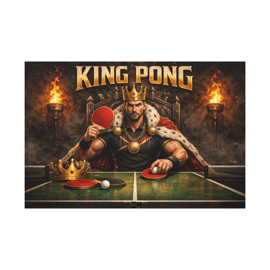 King Pong Table Tennis Canvas Print | Stretched Canvas Wall Art | Game Room Decor | Ping Pong Wall Art 60 x 40