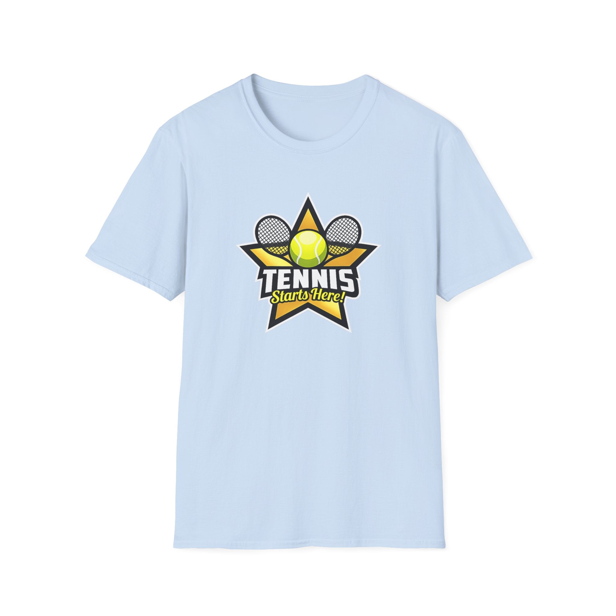 Tennis Starts Here T-Shirt | Tennis Player Shirt | Tennis Lover Gift | Court Life Tennis Apparel | 6 colors - 100% cotton