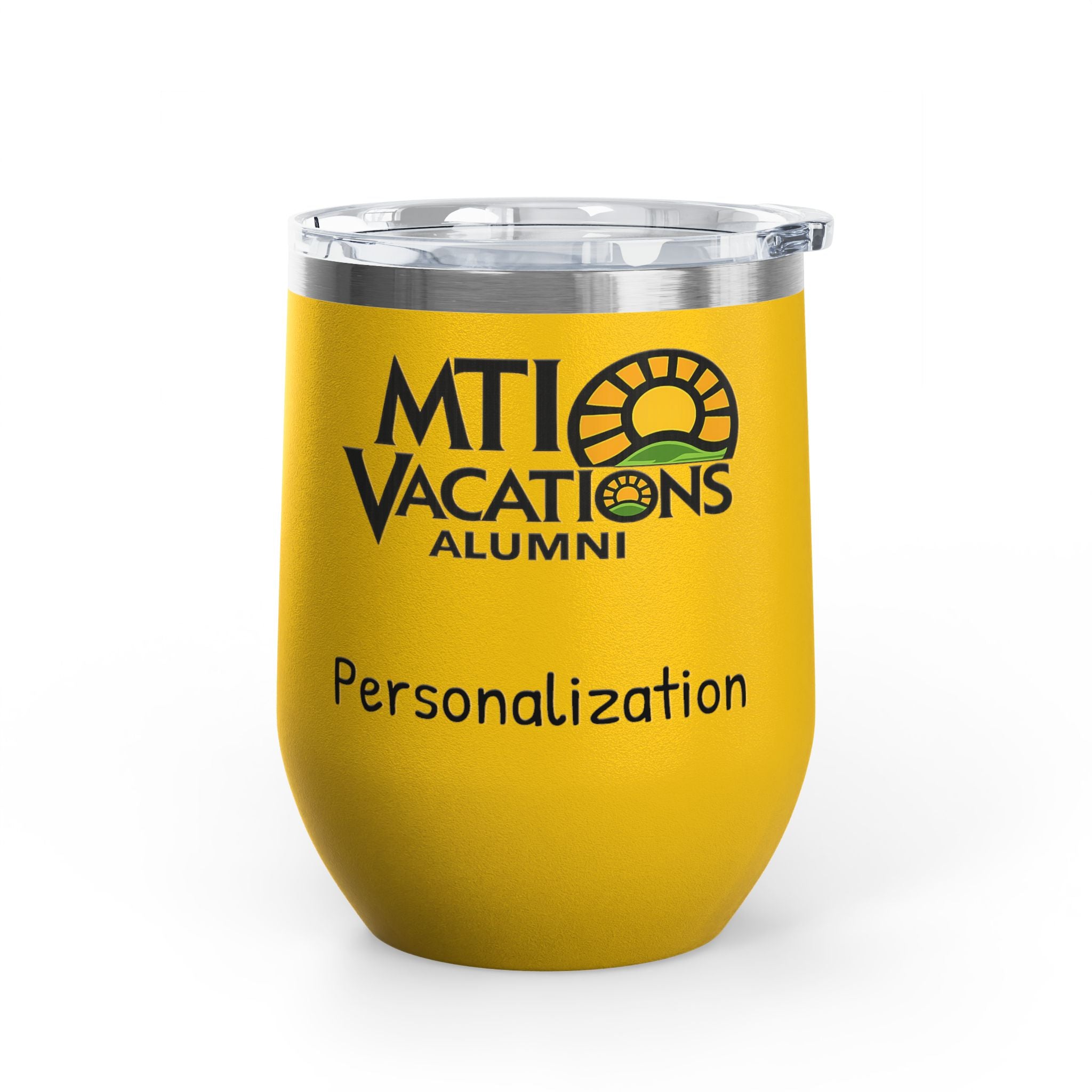 MTI Vacations Personalized Wine Tumbler | Travel Mug for Wine Lovers | Alumni Keepsake | Drinking Companion for Celebrations | 12 oz