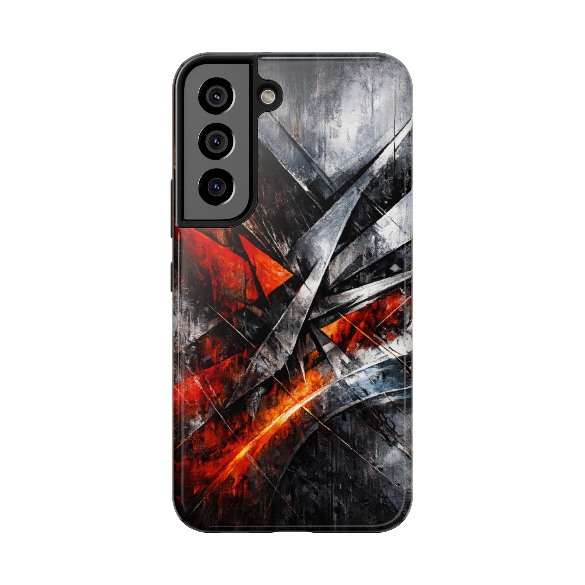 Abstract Red Black Tough Phone Case | Geometric Armor Style Case | Impact Resistant Case | iPhone & Samsung