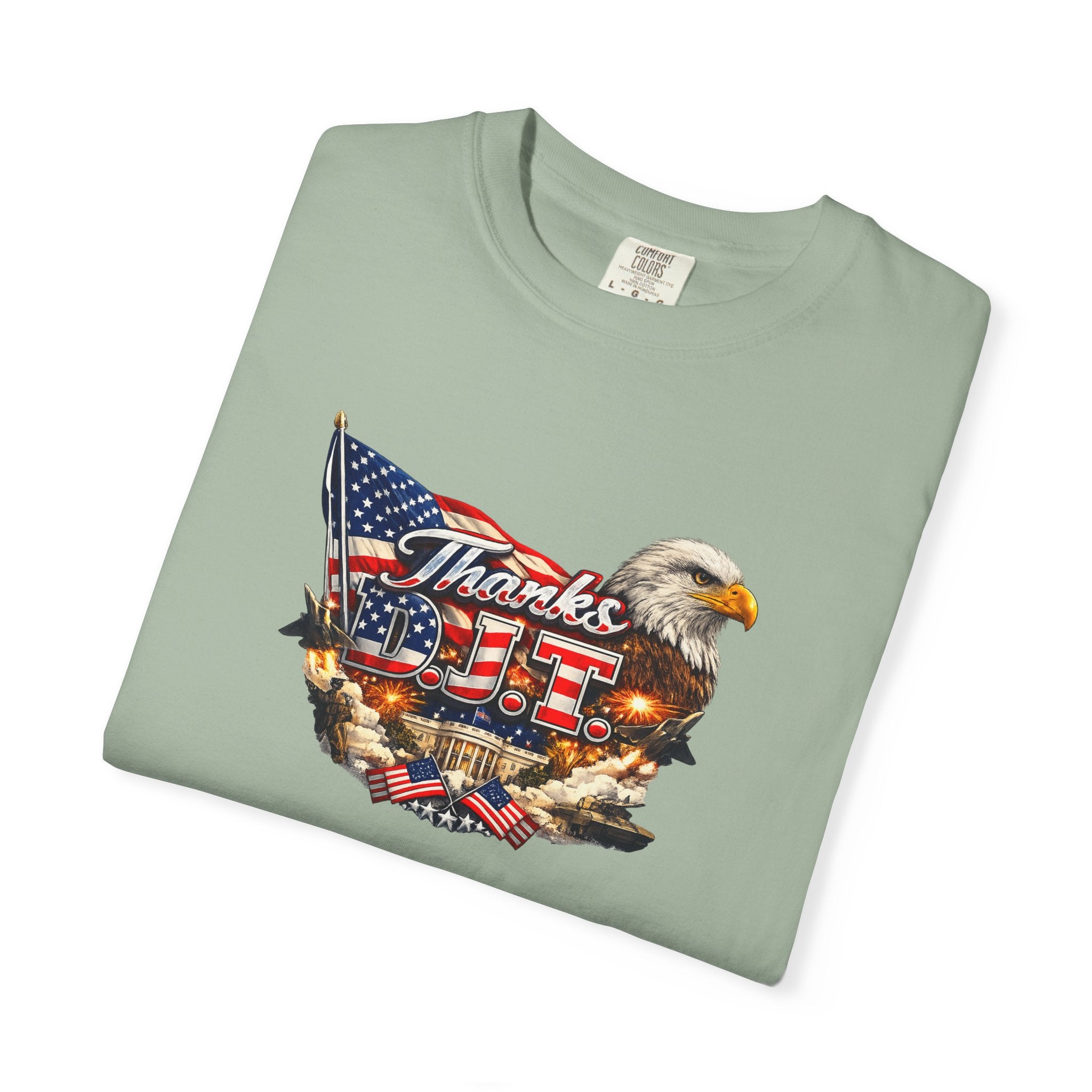 Thanks D.J.T Patriotic Eagle Shirt | American Flag Graphic Tee | USA Pride Freedom T-Shirt | Patriotic Gift | 7 colors - 100% cotton