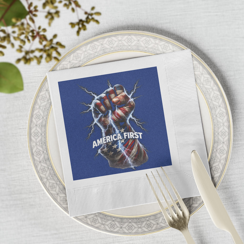 America First Napkins | Patriotic Party Napkins | Conservative Event Napkins | (50 or 100 Count) 2 sizes