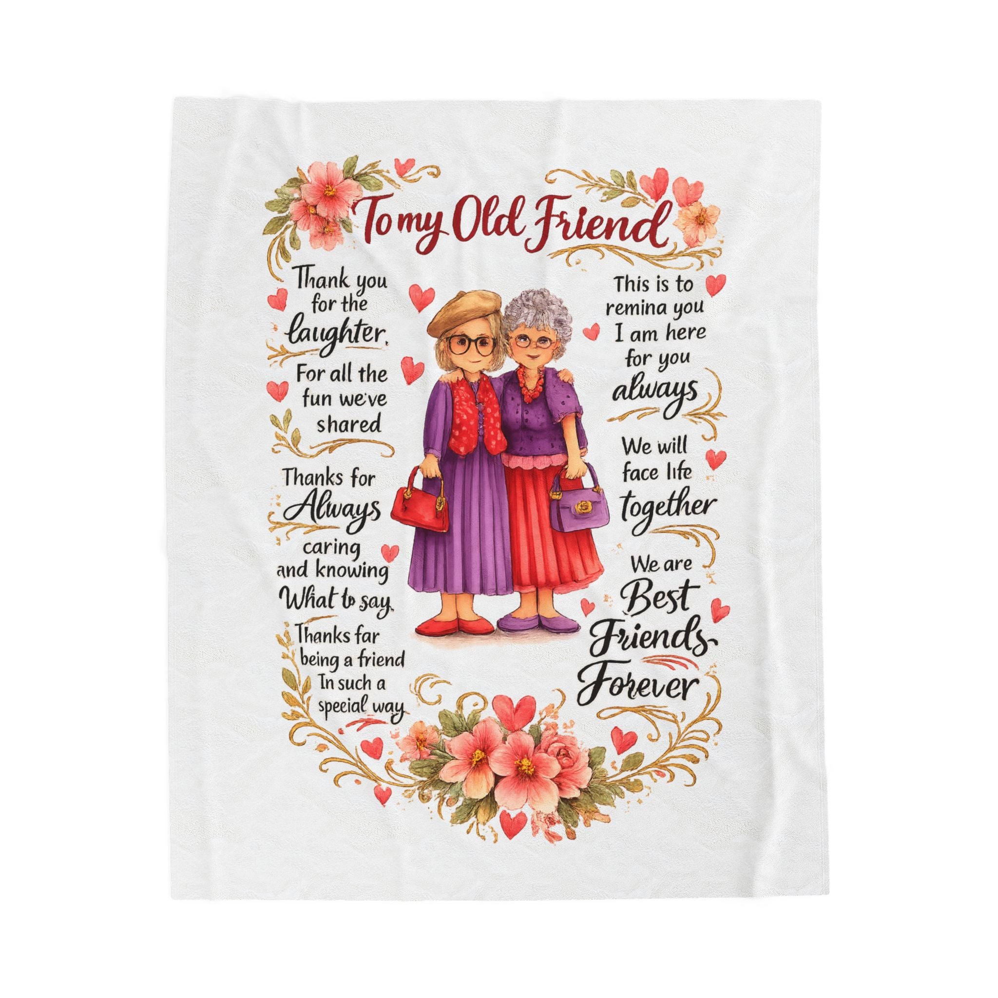 Best Friends Forever Veleveteen Blanket | Friendship Throw Blanket | Best Friend Gift  | Heartwarming Friendship Gift | 3 sizes