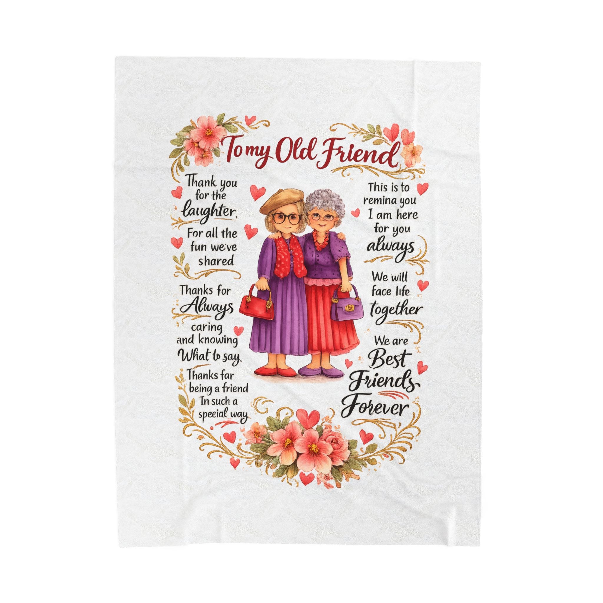 Best Friends Forever Veleveteen Blanket | Friendship Throw Blanket | Best Friend Gift  | Heartwarming Friendship Gift | 3 sizes
