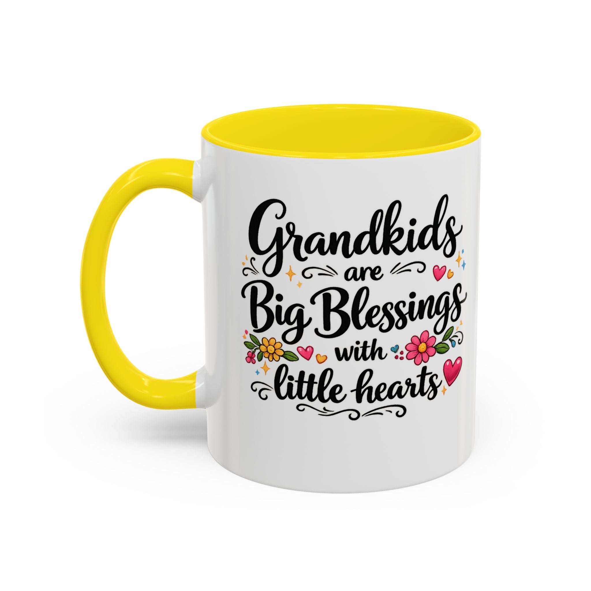 Grandkids Are Big Blessings Mug | Grandma Coffee Mug | Floral Grandma Gift | 6 Color Options | 11 oz or 15 oz