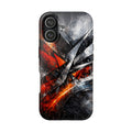Abstract Red Black Tough Phone Case | Geometric Armor Style Case | Impact Resistant Case | iPhone & Samsung