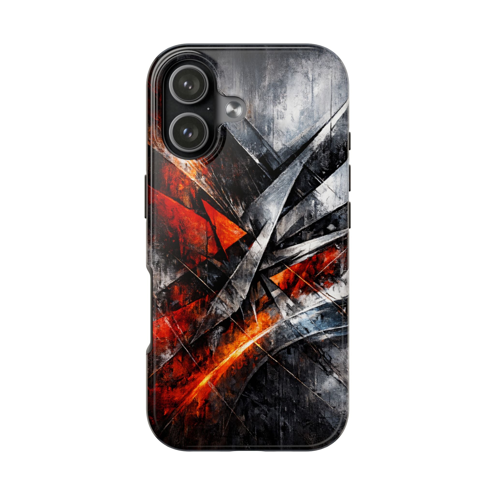 Abstract Red Black Tough Phone Case | Geometric Armor Style Case | Impact Resistant Case | iPhone & Samsung