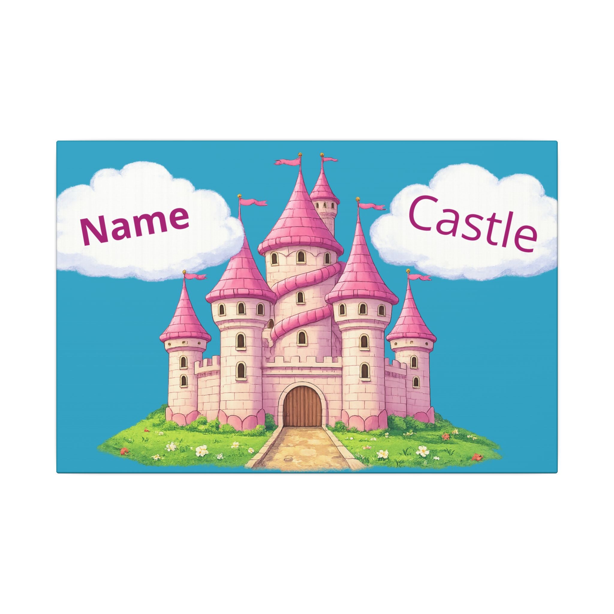 Personalized Princess Castle Canvas | Custom Girls Name Wall Art | Pink Fairytale Castle Decor | Kids Princess Room Art | Girl Nursery Gift