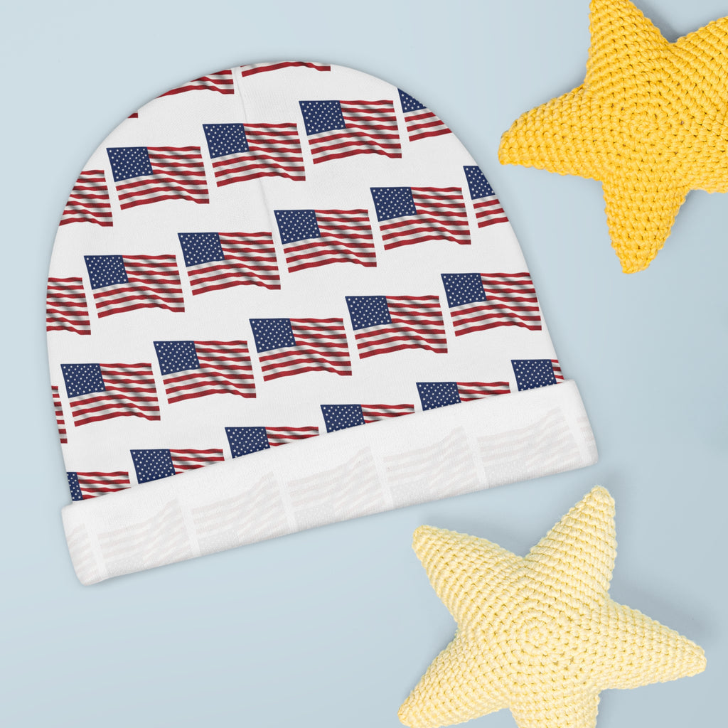 American Flag Baby Beanie | Patriotic Newborn Hat | USA Infant Cap | 4th of July Baby Hat | Baby Shower Gift | Cute USA Baby Beanie