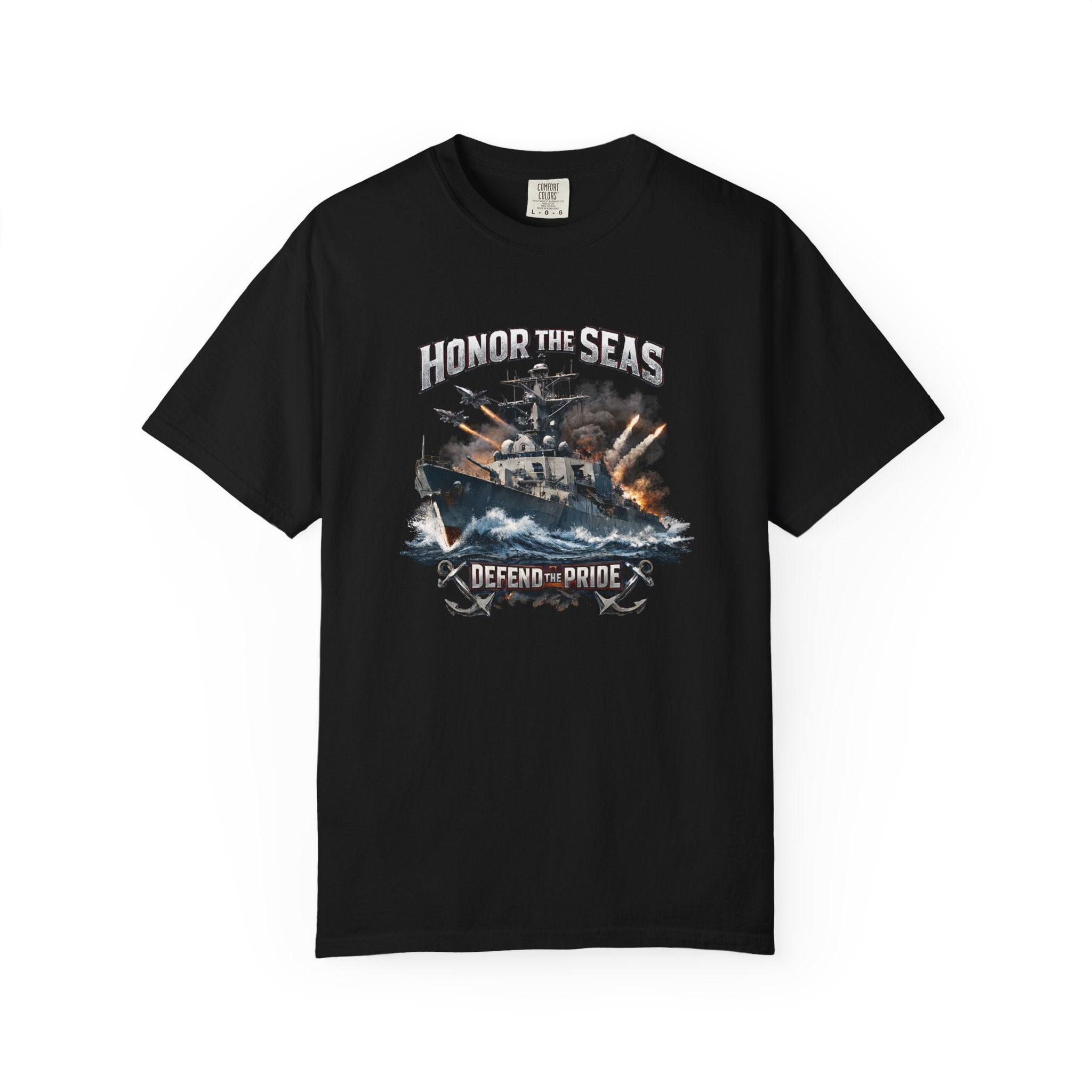 Honor the Seas ship graphic T-shirt | Navy battleship, defend the pride | 2 colors - 100% cotton