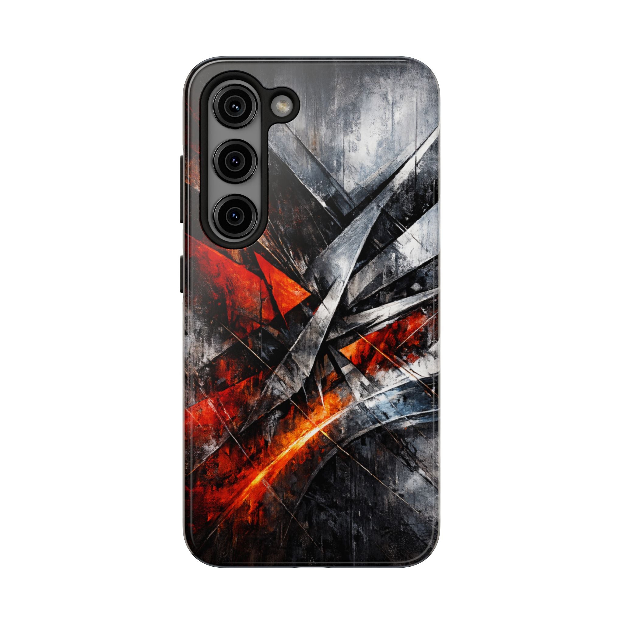 Abstract Red Black Tough Phone Case | Geometric Armor Style Case | Impact Resistant Case | iPhone & Samsung