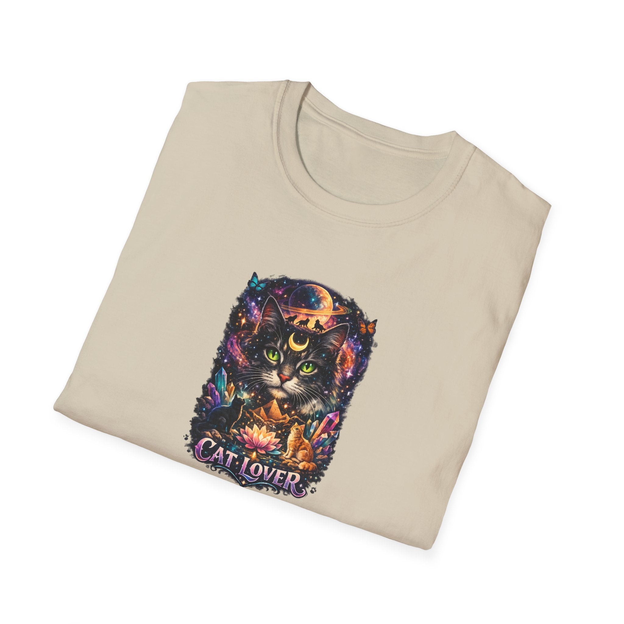 Mystical Cat Lover T-Shirt for Women  | Cat Mom Shirt | Gift for Cat Lovers | Boho Fantasy Art Top | 7 colors - 100% cotton