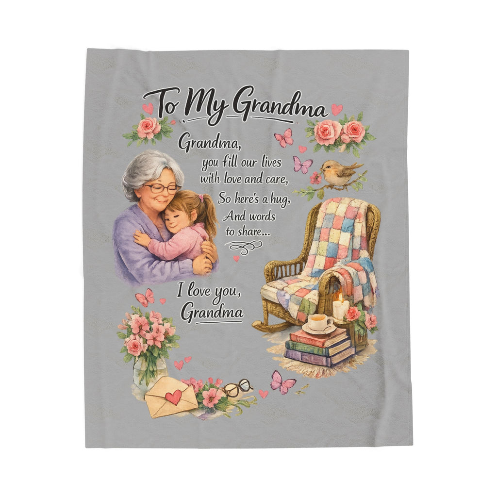 Wrap Grandma in Love Literally | Grandma Blanket Throw | Cozy Gift from Grandchild | Grandma Birthday | 50" x 60"