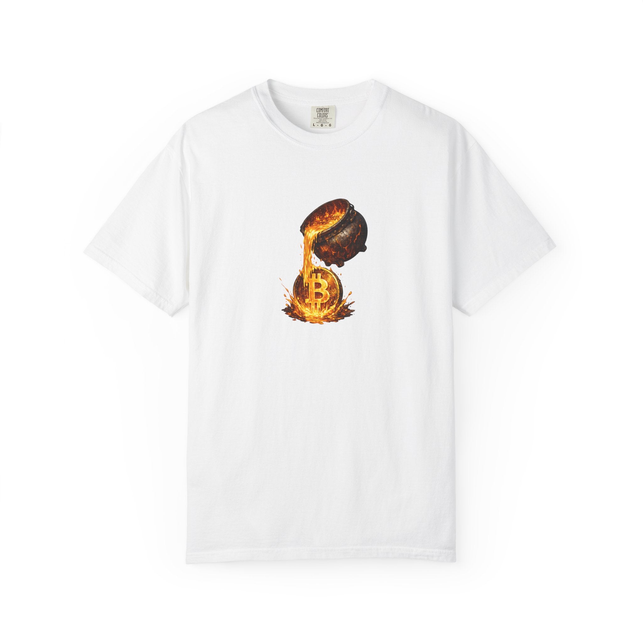 Molten Bitcoin Pour Tshirt | Crypto Lava Gold Graphic Tee | Bitcoin Investor Shirt | 7 colors - 100% cotton