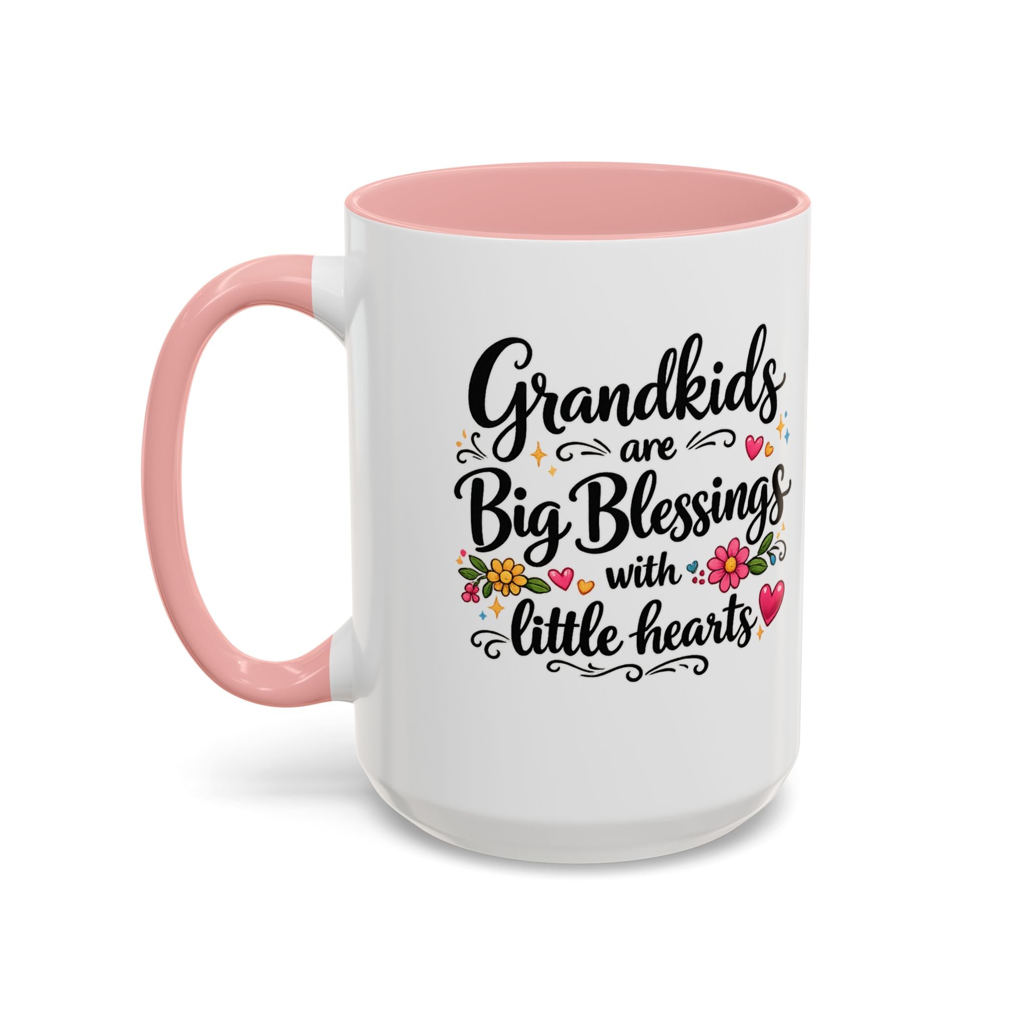 Grandkids Are Big Blessings Mug | Grandma Coffee Mug | Floral Grandma Gift | 6 Color Options | 11 oz or 15 oz