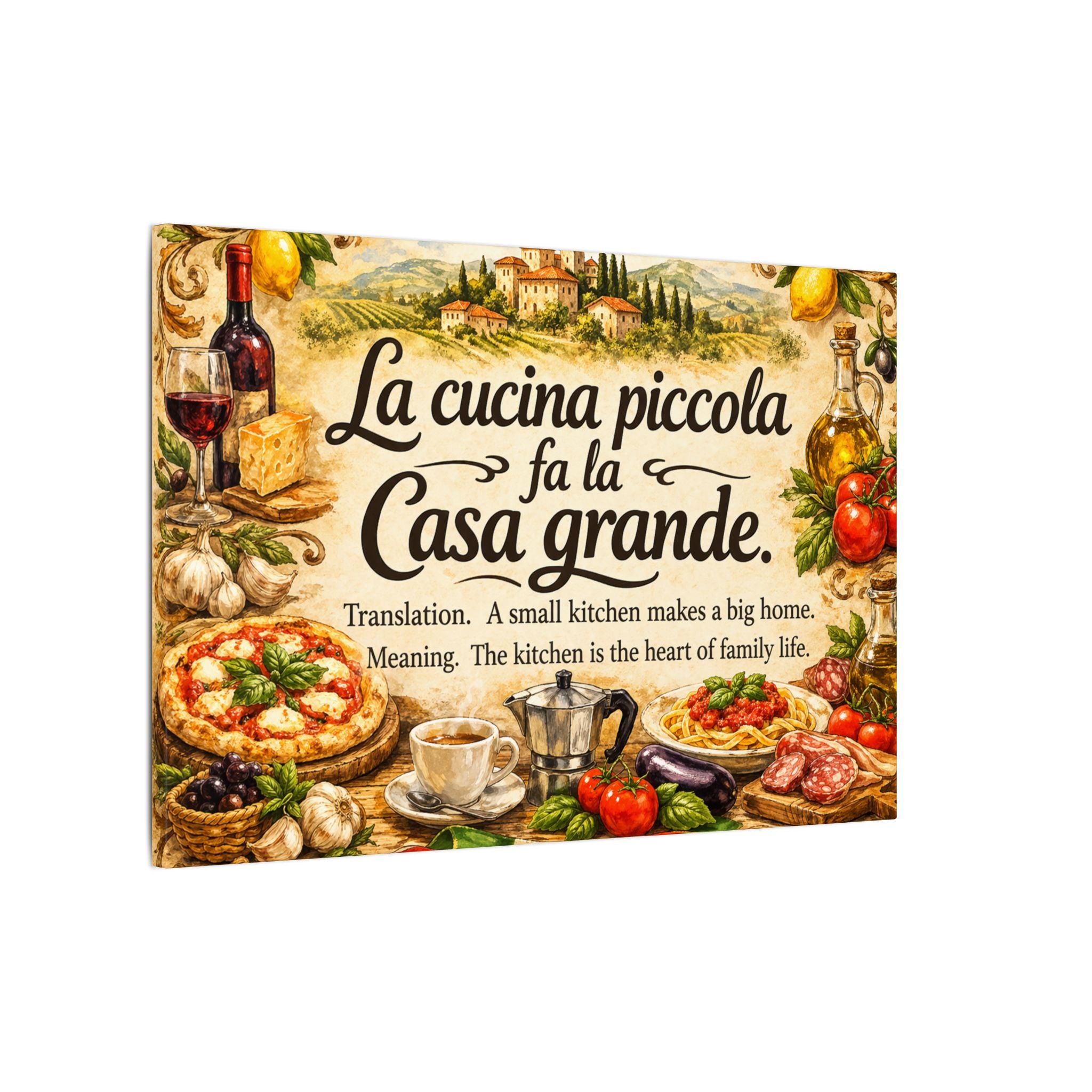 Vintage Italian Kitchen Wall Art Canvas "La Cucina" | Italian Bistro Decor | Farmhouse Kitchen Canvas | Italian Style Wall Art (7 Sizes)