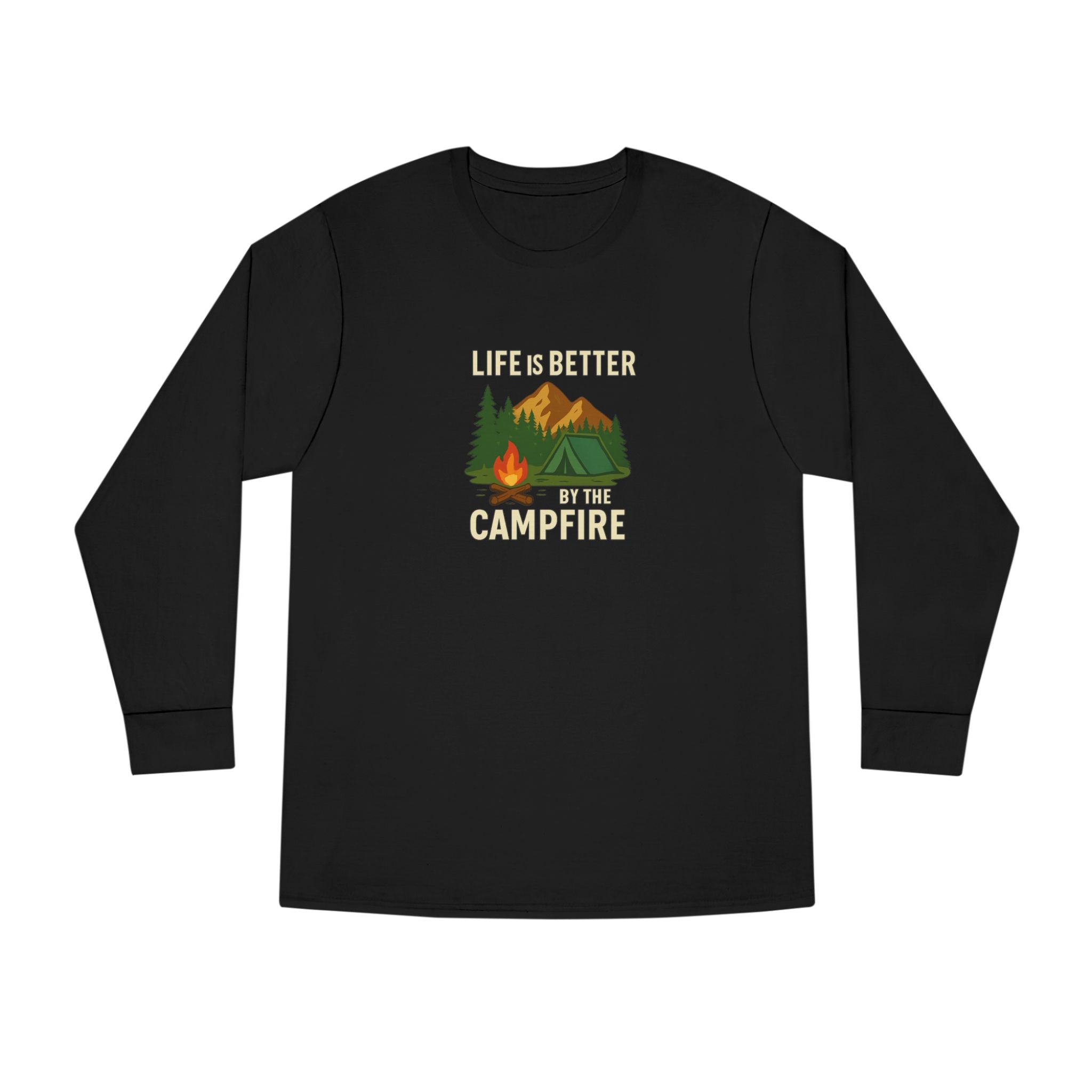 Life Is Better By The Campfire Long Sleeve Tee | Camping Graphic Nature Shirt | 5 colors - 100% cotton