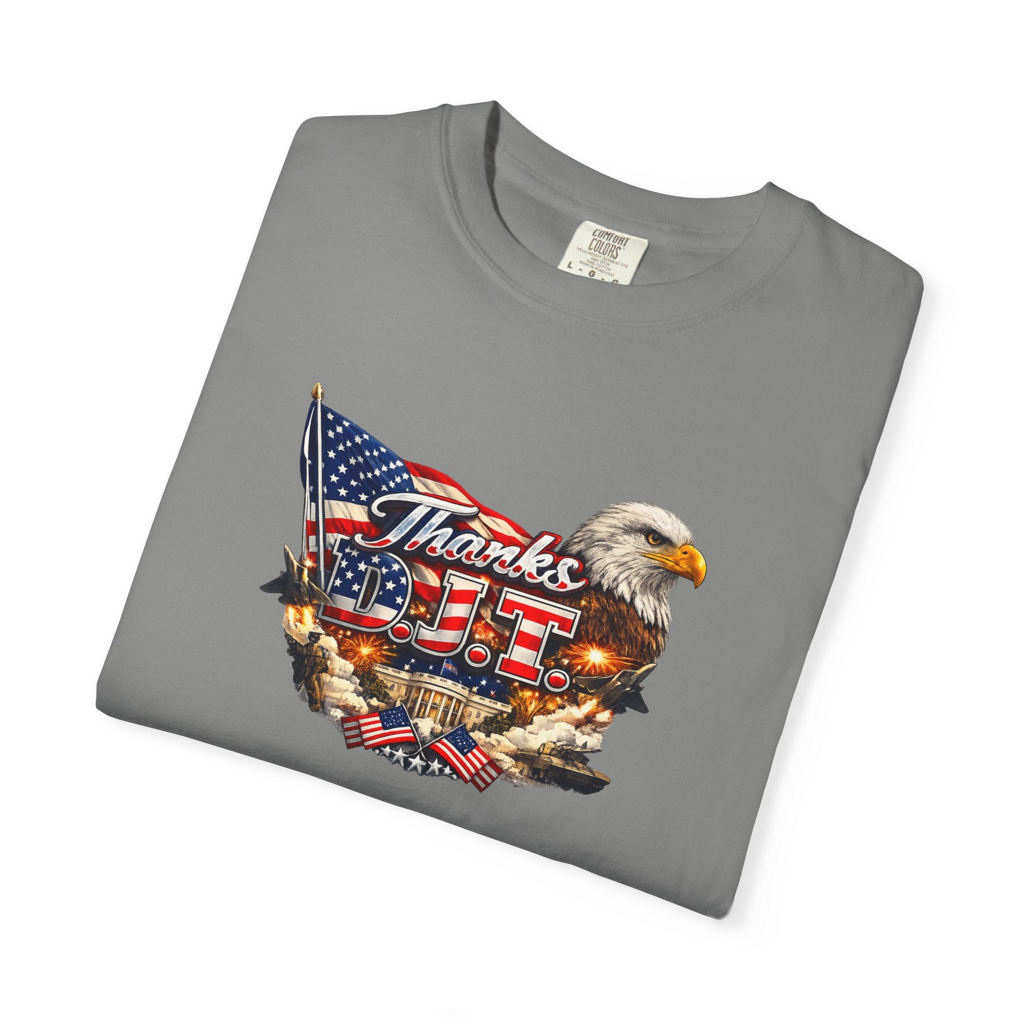 Thanks D.J.T Patriotic Eagle Shirt | American Flag Graphic Tee | USA Pride Freedom T-Shirt | Patriotic Gift | 7 colors - 100% cotton
