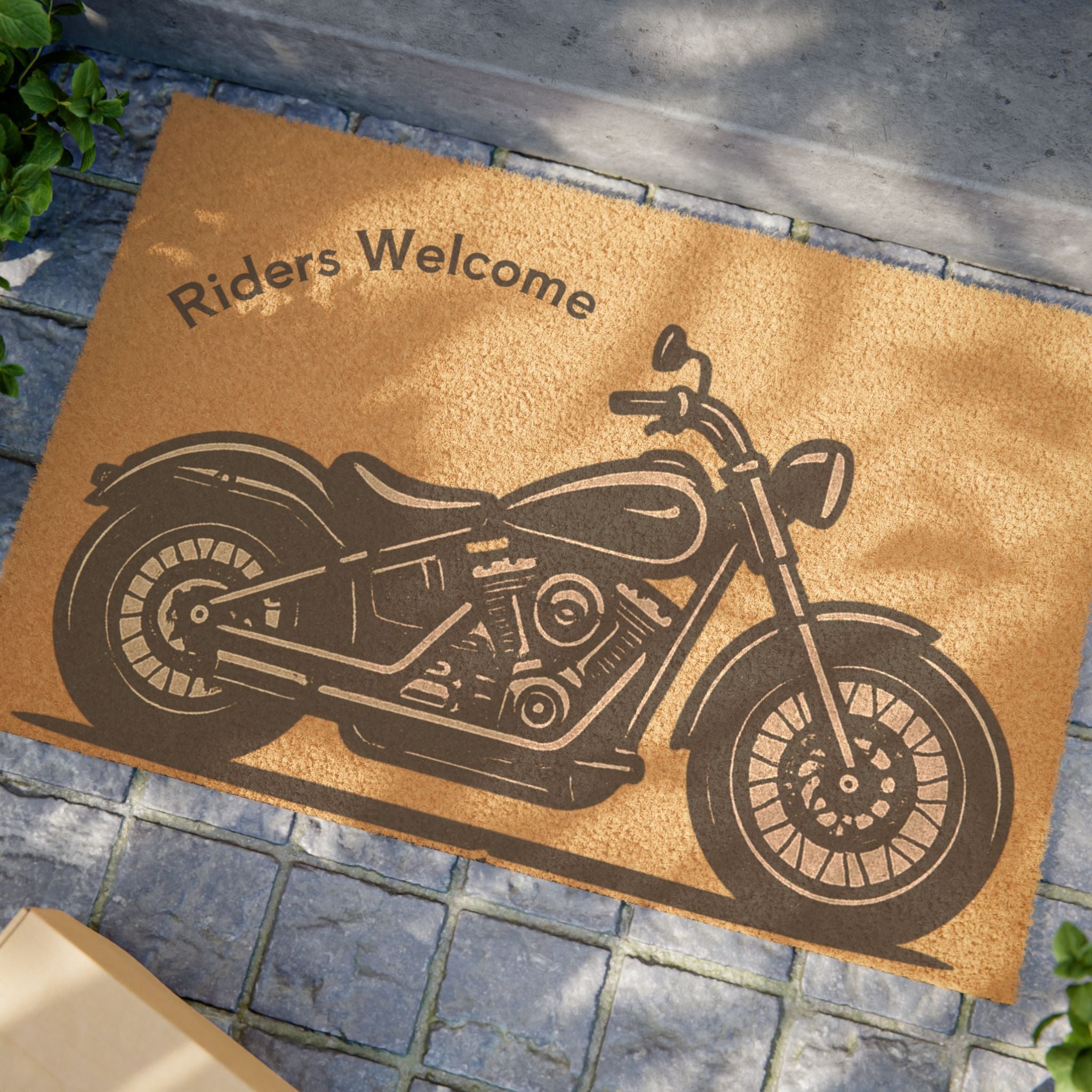 Riders Welcome Motorcycle Doormat | Harley Inspired Classic Biker Welcome Mat for Garage, Porch, or Man Cave