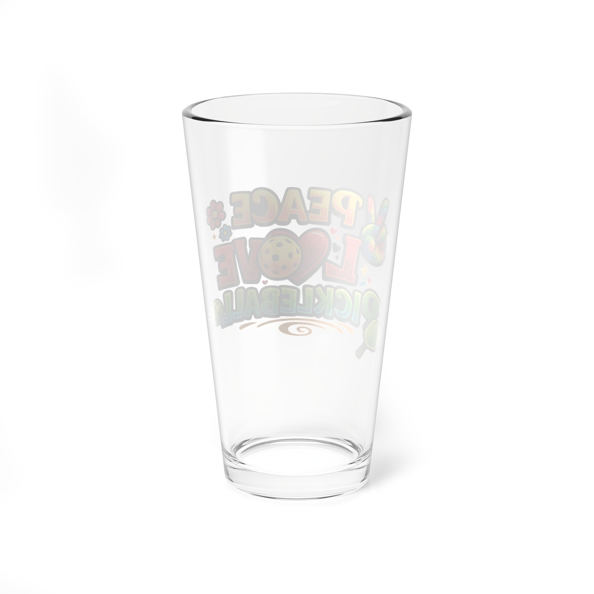 Peace Love Pickleball Pint Glass | Fun Pickleball Gift, Beer Glass for Pickleball Lovers | 16 oz