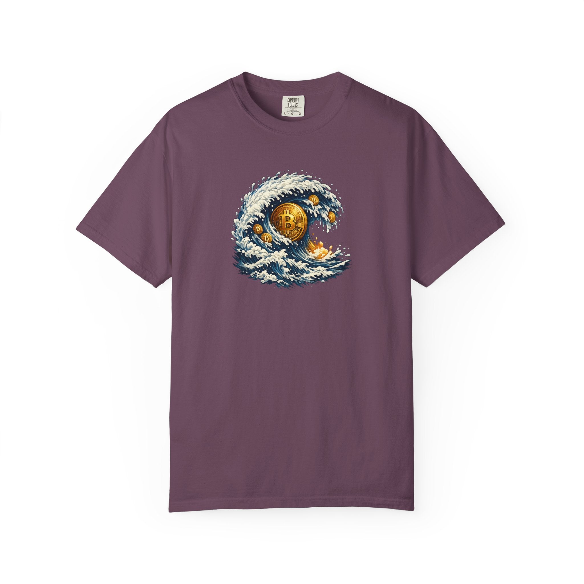 Bitcoin Tidal Wave T-Shirt | Futuristic Crypto Graphic Tee | Bitcoin Art Shirt | Crypto Gift | 12 colors - 100% cotton