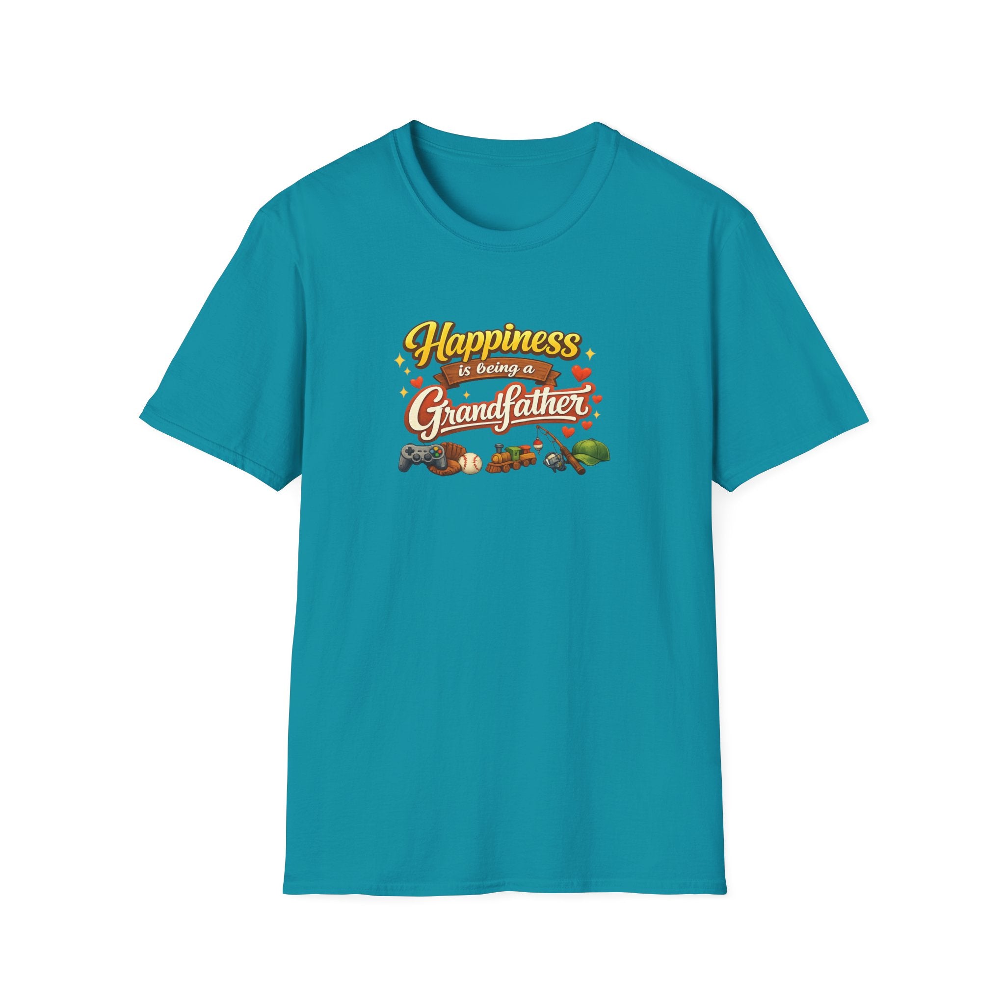 Happiness Is Being a Grandfather Shirt, Proud Grandpa T-Shirt, Gift for Granddad, Grandpa Shirt from Grandkids | 7 colors - 100% cotton