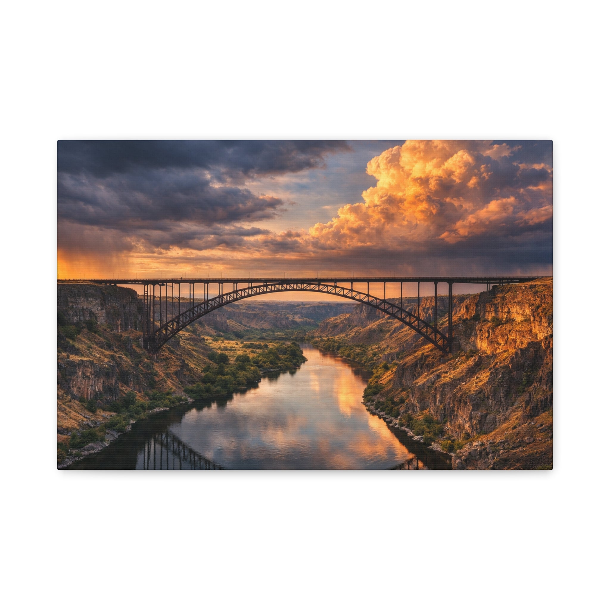Perrine Bridge Canvas Wall Art | Snake River Canyon Landscape | Large Panoramic Photography Print | Matte Canvas - Stretched 1.25" | 6 sizes