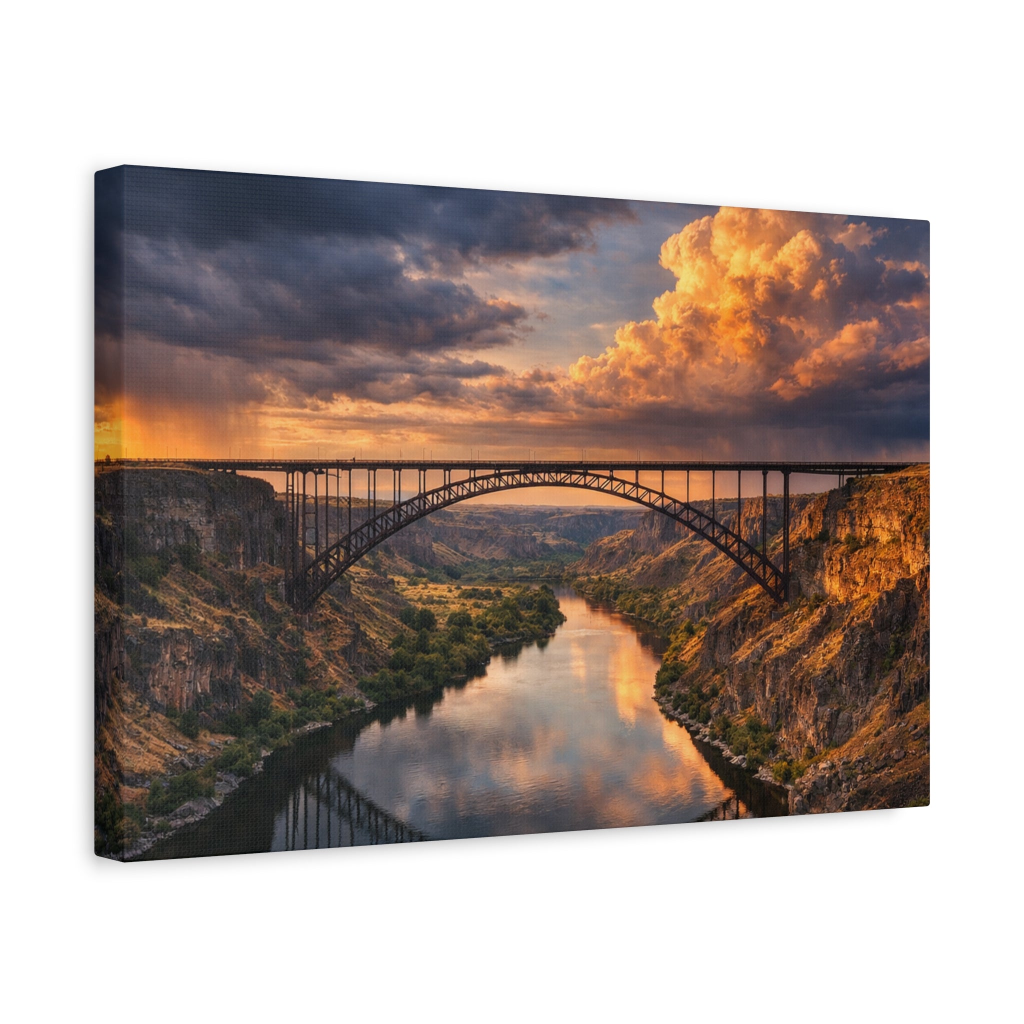 Perrine Bridge Canvas Wall Art | Snake River Canyon Landscape | Large Panoramic Photography Print | Matte Canvas - Stretched 1.25" | 6 sizes