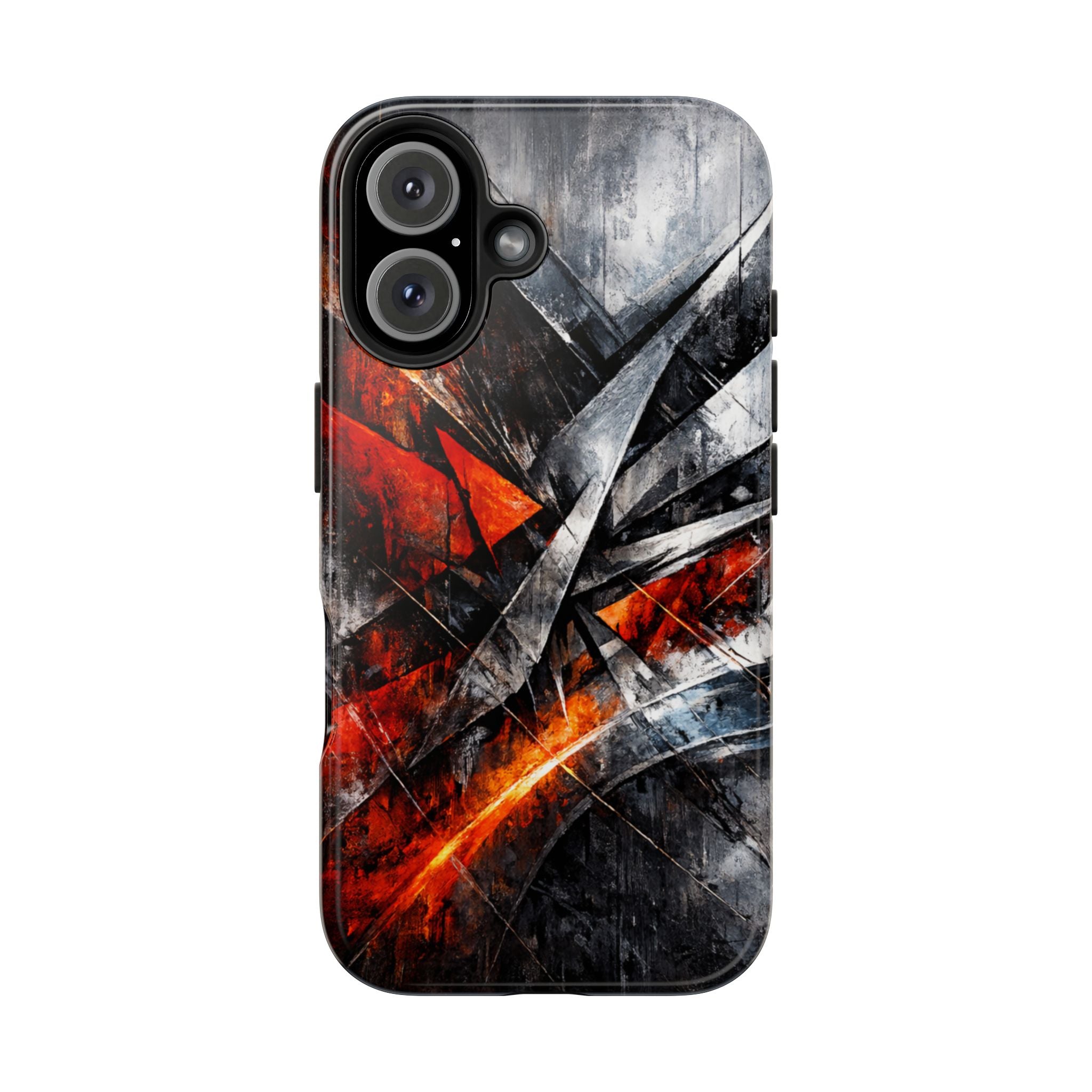 Abstract Red Black Tough Phone Case | Geometric Armor Style Case | Impact Resistant Case | iPhone & Samsung