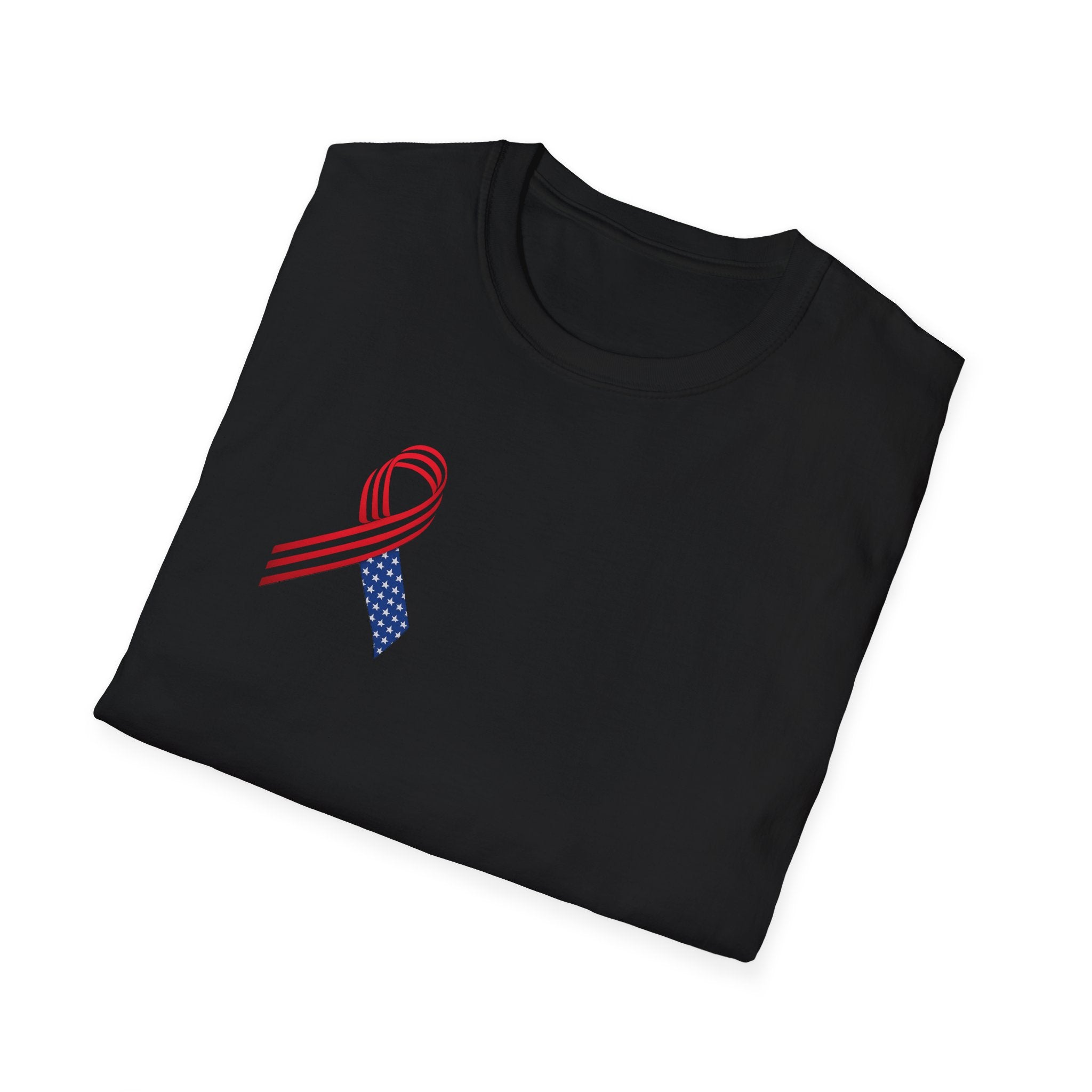 Patriotic Awareness Ribbon T-Shirt | Red White Blue USA | Veterans Memorial Support Shirt | Minimal Patriotic Tee | 5 colors - 100% cotton