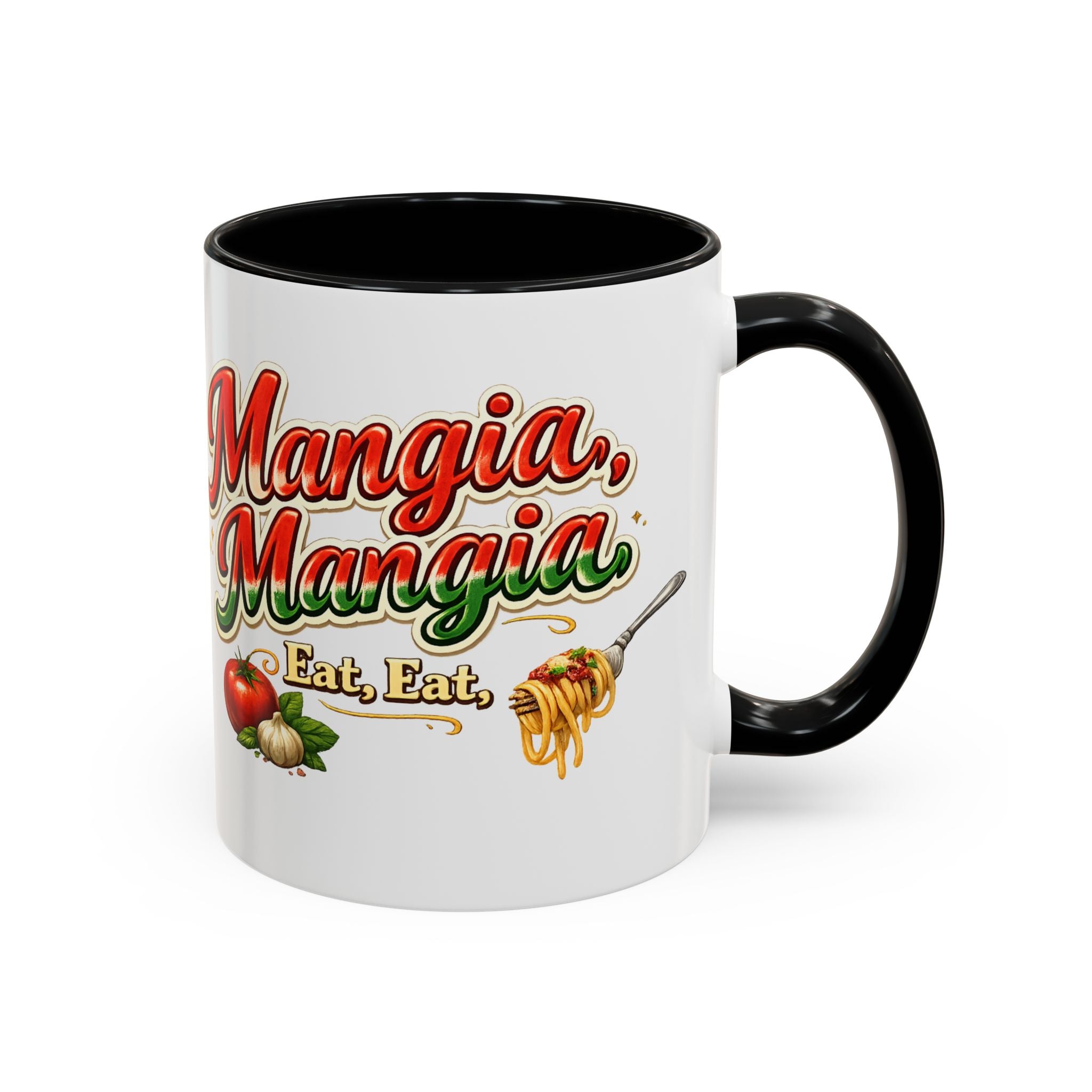 Mangia Mangia - Eat Eat Italian Mug | Eat Eat Coffee Cup | Funny Pasta Lover Gift | Italian Kitchen Accent Mug | 11 oz or 15 oz