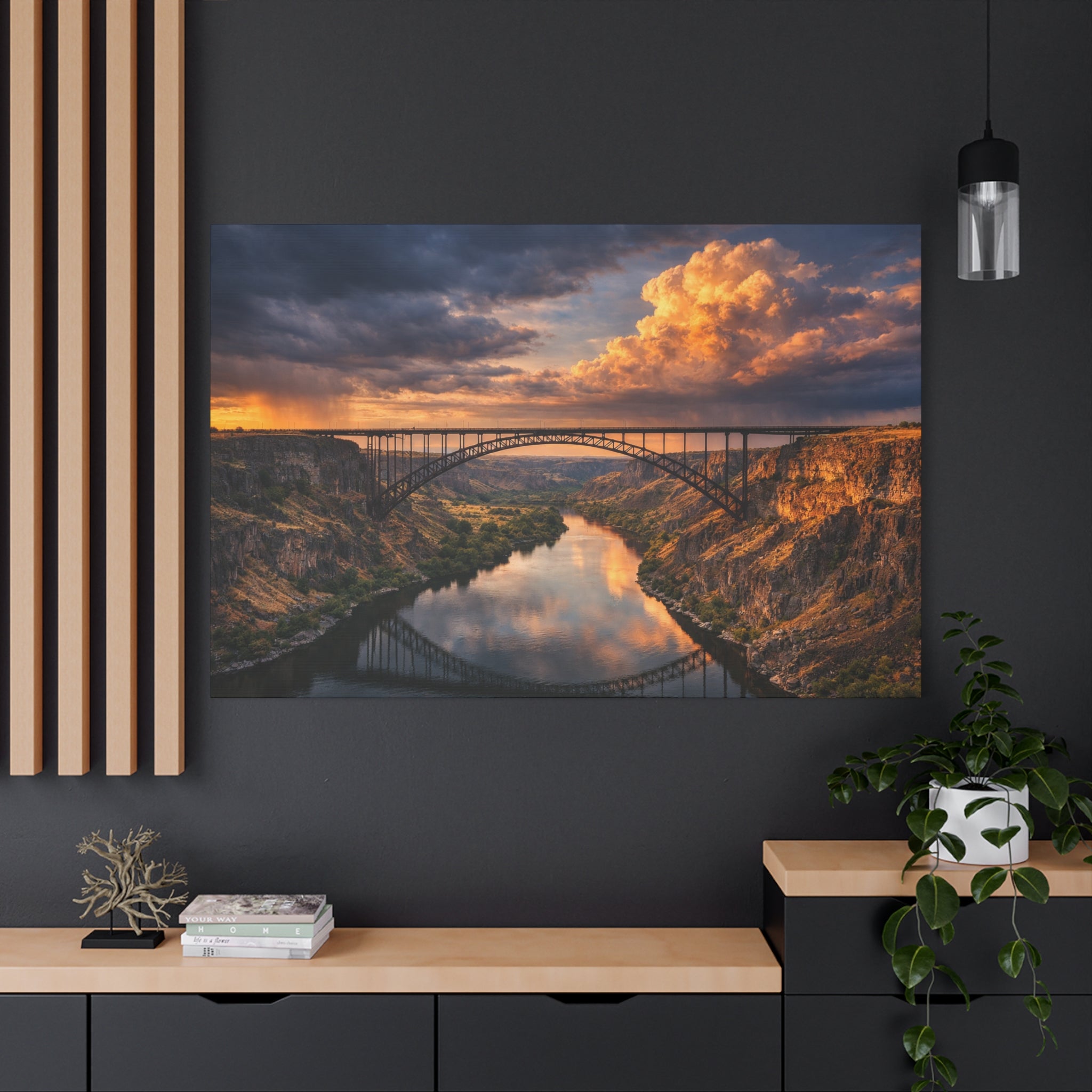 Perrine Bridge Canvas Wall Art | Snake River Canyon Landscape | Large Panoramic Photography Print | Matte Canvas - Stretched 1.25" | 6 sizes