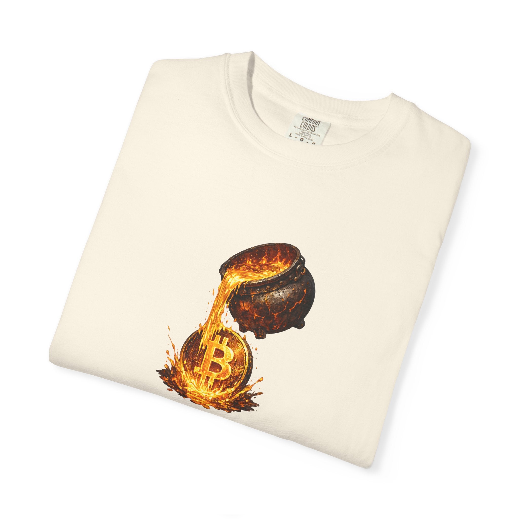 Molten Bitcoin Pour Tshirt | Crypto Lava Gold Graphic Tee | Bitcoin Investor Shirt | 7 colors - 100% cotton