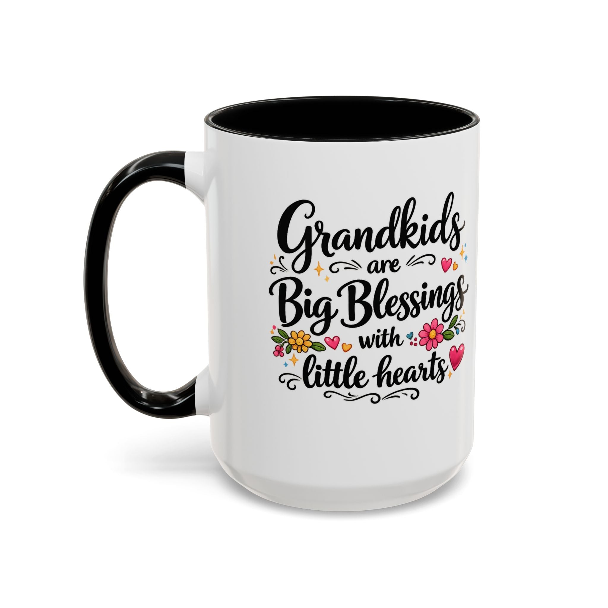 Grandkids Are Big Blessings Mug | Grandma Coffee Mug | Floral Grandma Gift | 6 Color Options | 11 oz or 15 oz