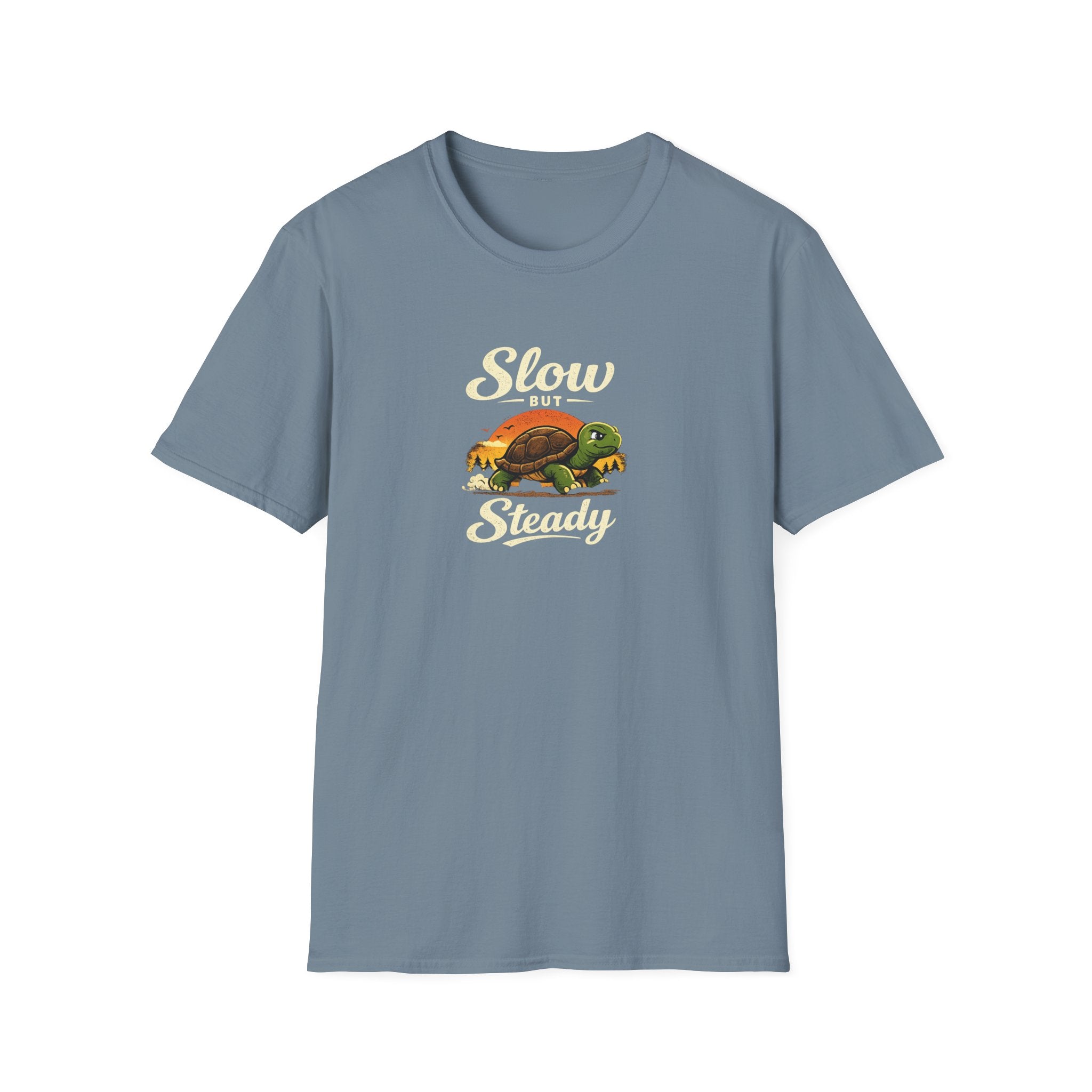 Slow But Steady Turtle T-Shirt | Motivational Vintage Animal Graphic Tee | Progress Over Speed Shirt | 8 colors - 100% cotton