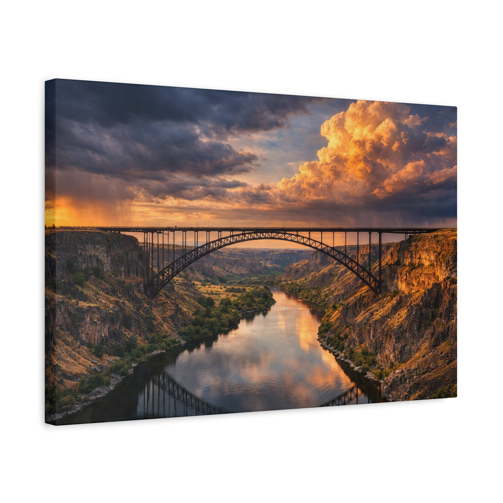 Perrine Bridge Canvas Wall Art | Snake River Canyon Landscape | Large Panoramic Photography Print | Matte Canvas - Stretched 1.25" | 6 sizes