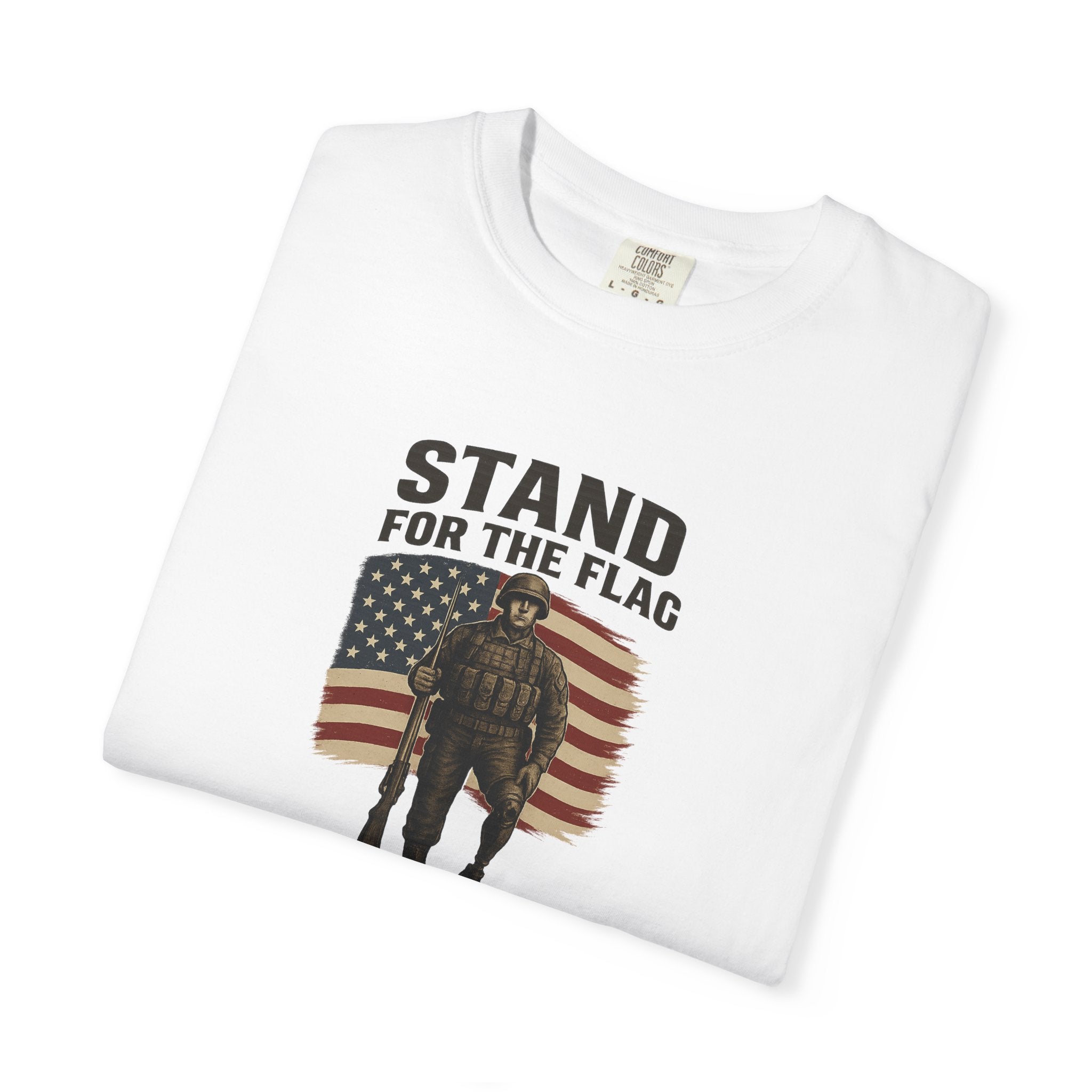 Stand for the Flag Veteran Tee | Patriotic Military Shirt  |  USA Flag Soldier T-Shirt Veterans and Patriots | 5 colors - 100% cotton