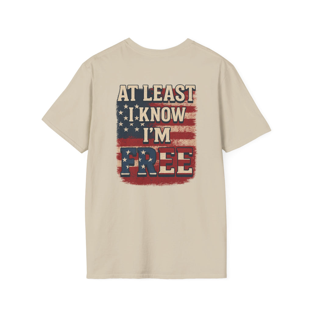 Proud to be an American, at Least I know I'm Free Patriotic Tee with Eagle and Flag | 5 colors - 100% cotton