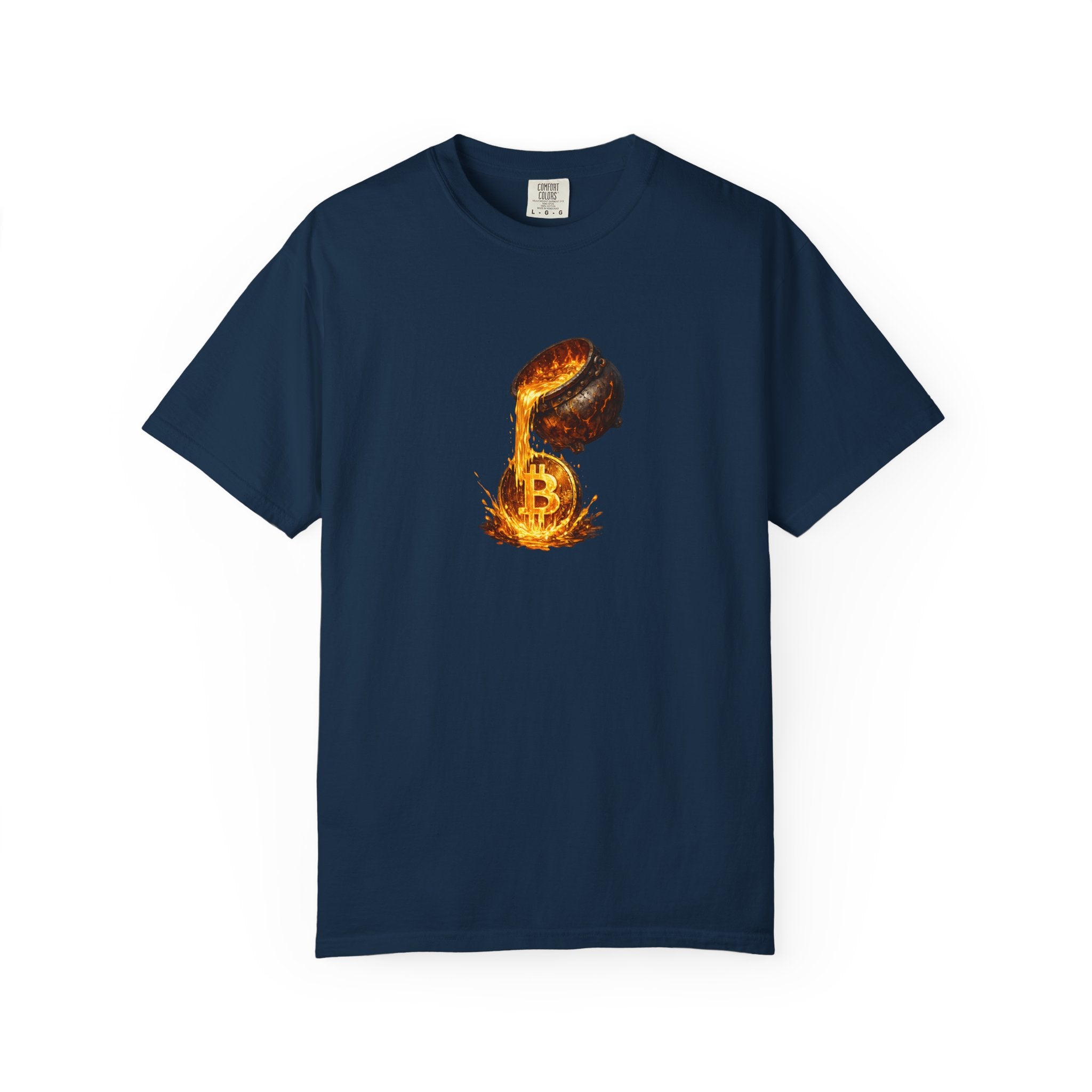 Molten Bitcoin Pour Tshirt | Crypto Lava Gold Graphic Tee | Bitcoin Investor Shirt | 7 colors - 100% cotton