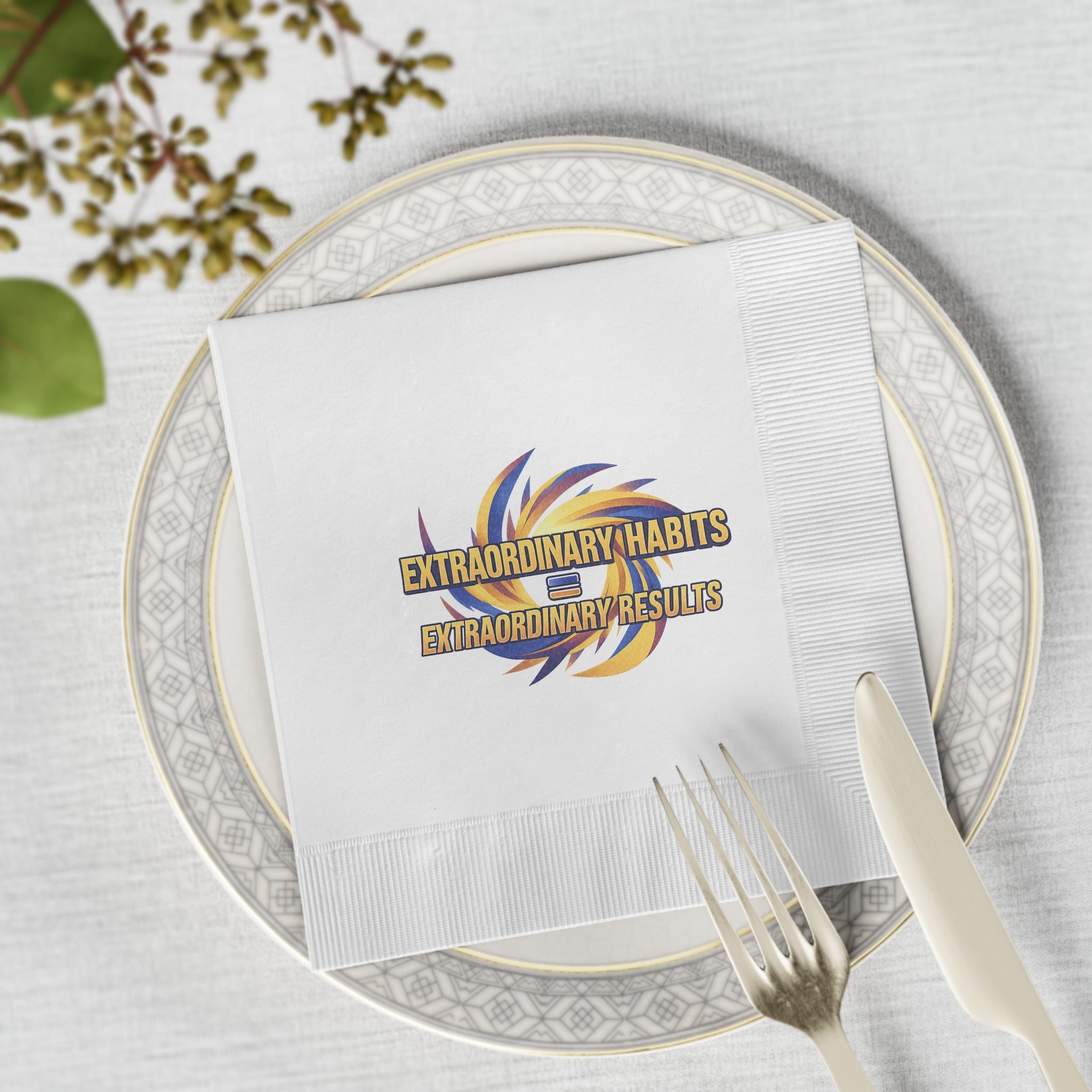 Motivational Party Napkins | Extraordinary Habits Extraordinary Results | Corporate Event Napkins | (50 or 100 Count) 2 sizes