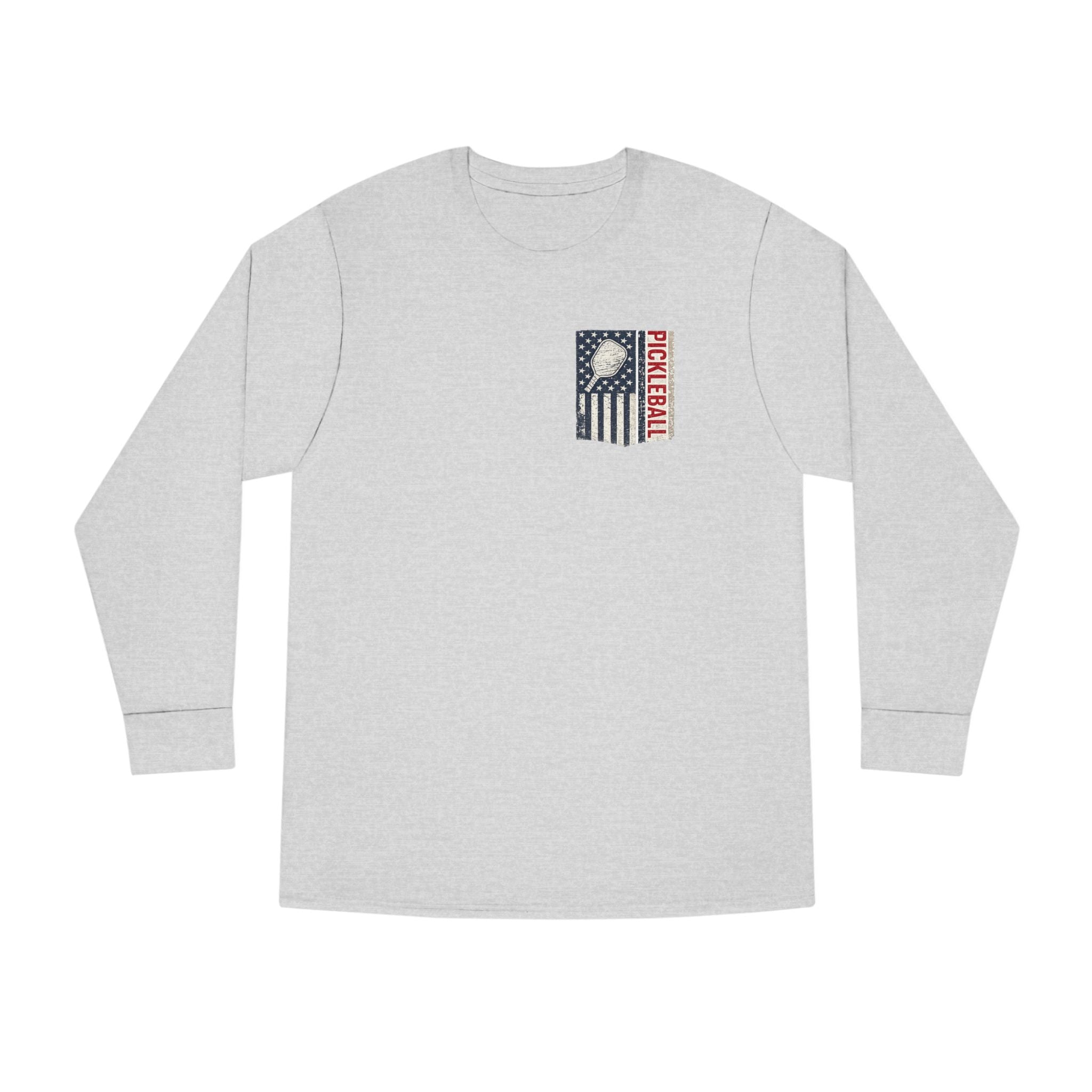 Women's Pickleball Flag Long Sleeve Shirt | Vintage Patriotic USA Pickleball TShirt Tee | Court Player Gift | 7 colors - 100% cotton