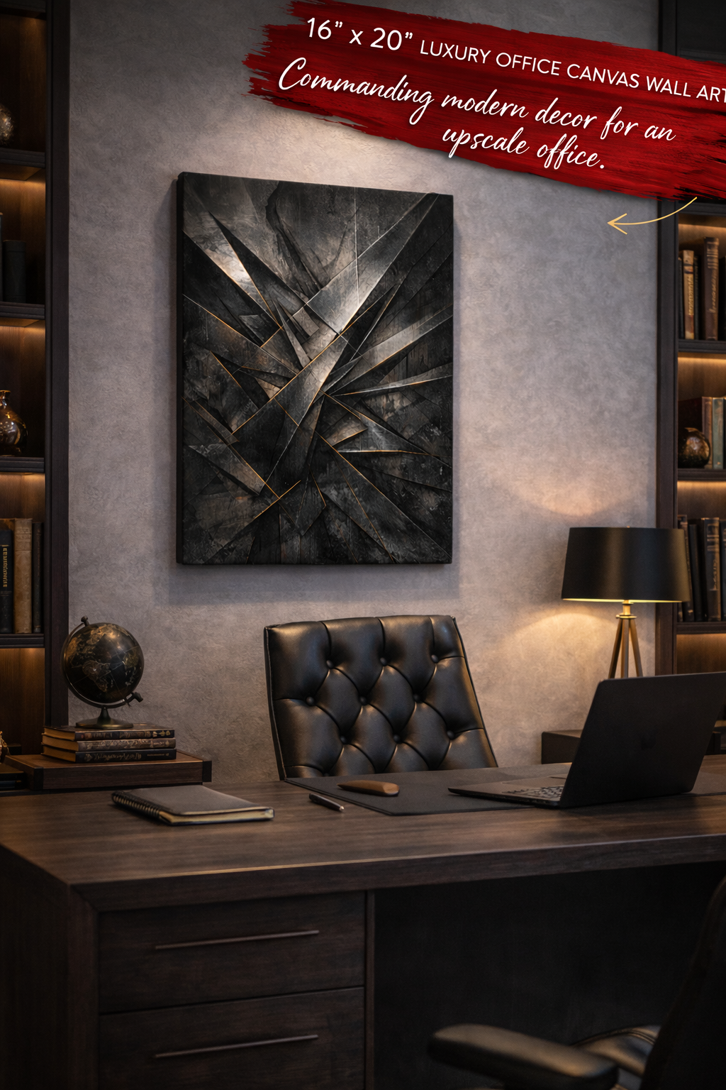 Geometric Steel Canvas Wall Art | Industrial Metal Abstract | Modern Masculine Office Decor | Industrial Wall Art | Dorm Decor | 16" x 20"