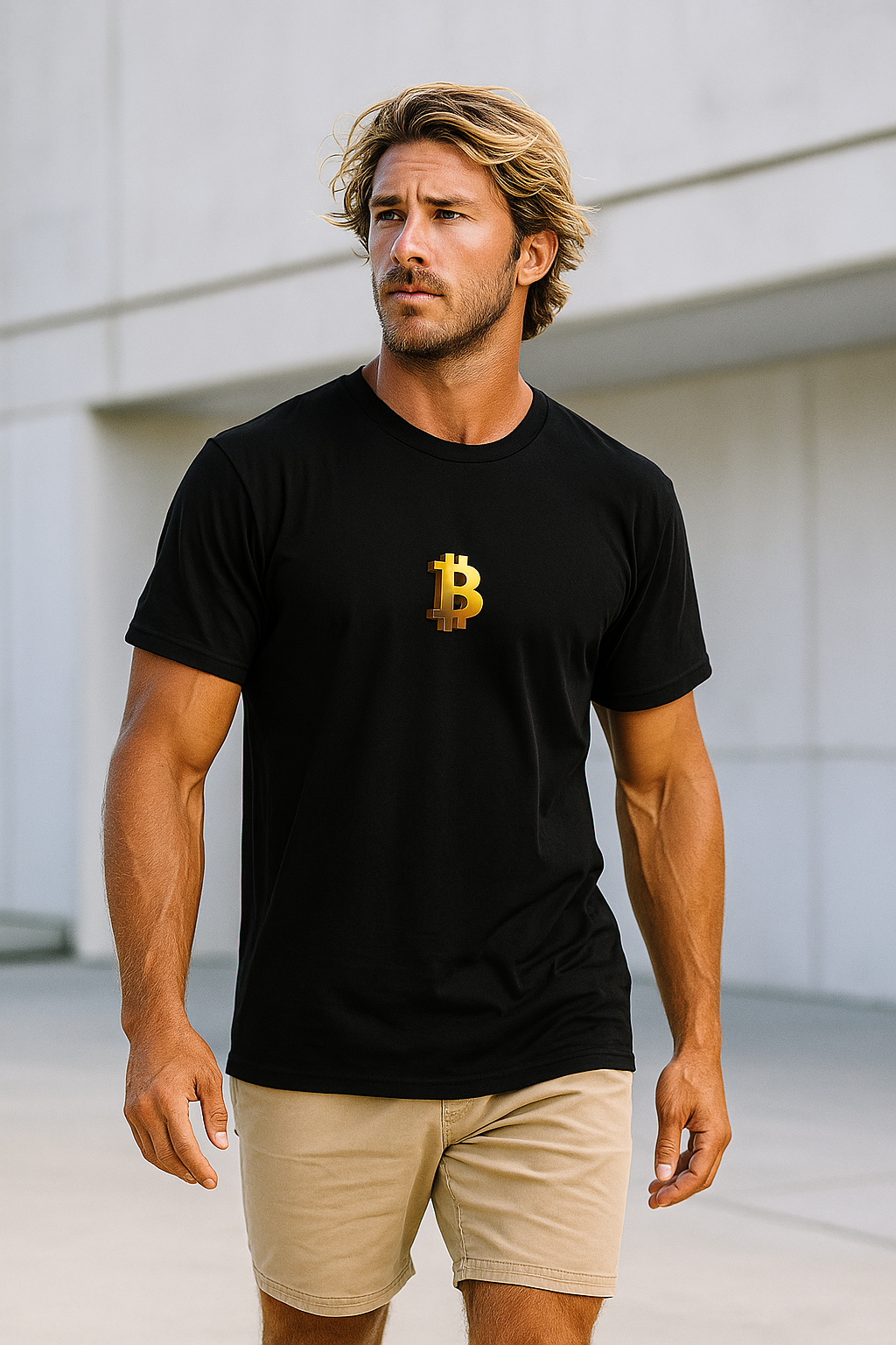 Solid Black - Pure Gold Bitcoin: T-Shirt Tee. 100% cotton